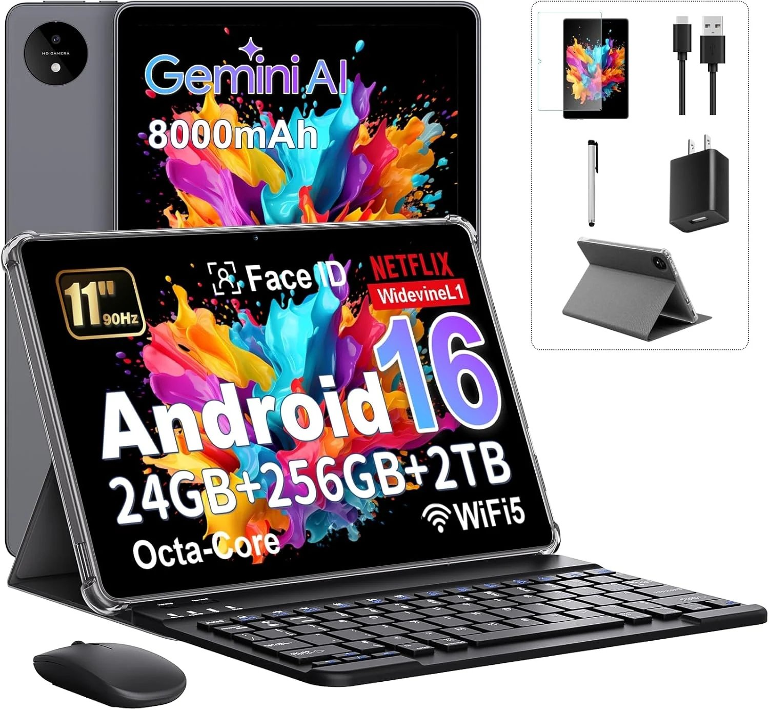 2026 Android 16 Tablet 11 Inch with Gemini AI, 24GB RAM + 256GB ROM /2TB TF