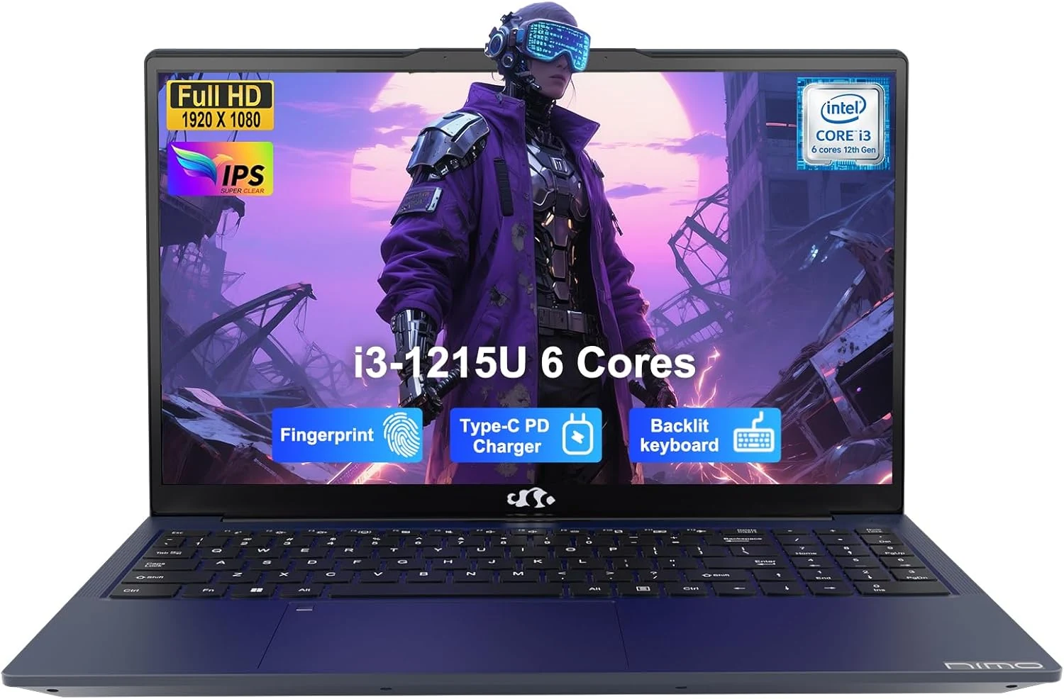 NIMO 15.6" FHD Laptop, Intel 6 Core i3-1215U Processor Up to 4.4 GHz, 8GB RAM, 128GB SSD