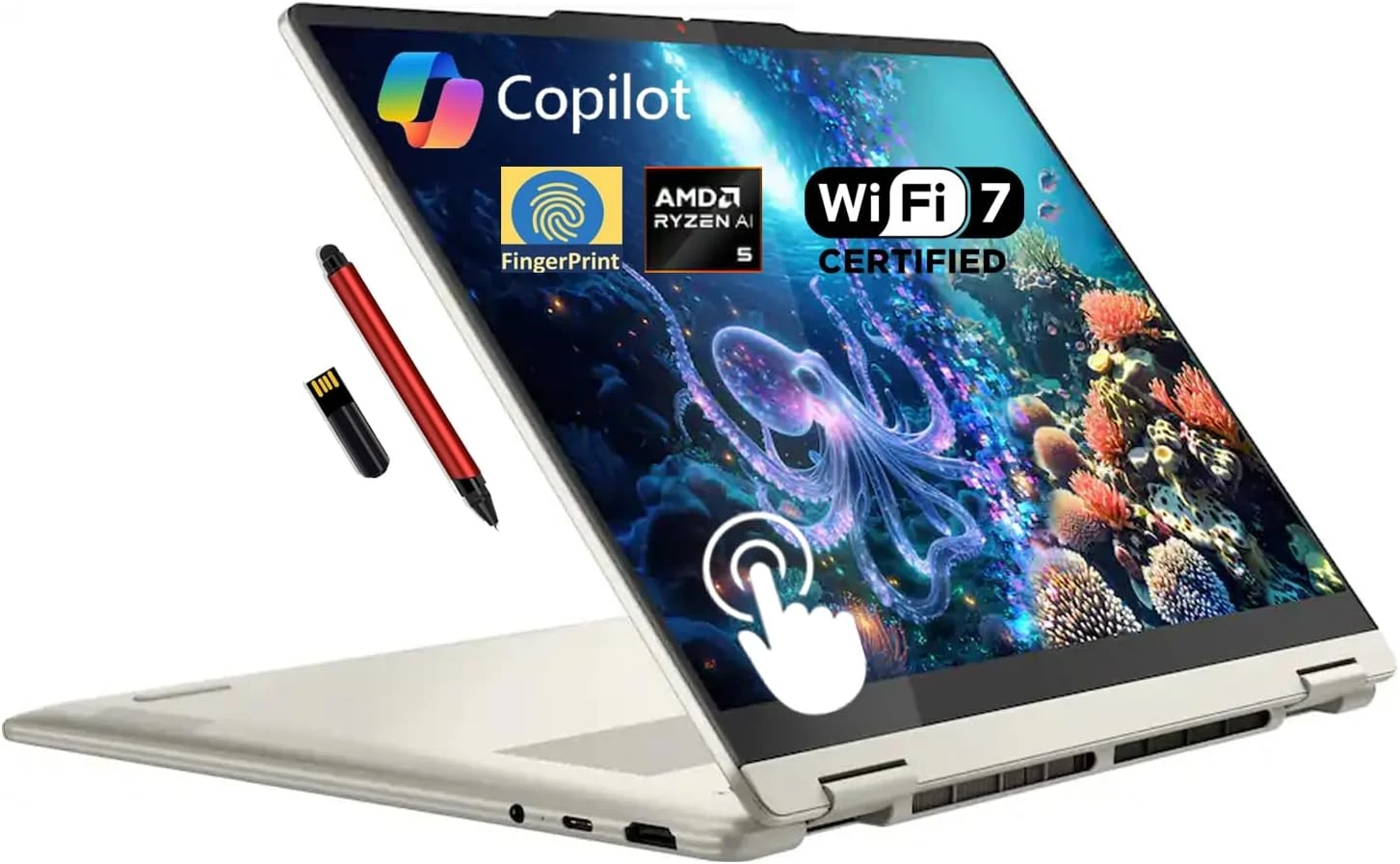 Lenovo Yoga 7 2-in-1 Copilot+ AI PC Laptop, 14" 2K OLED Touch (100% DCI-P3)