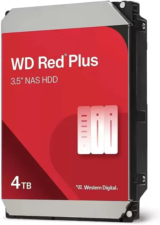 Western Digital 4TB WD Red Plus NAS Internal Hard Drive HDD - 5400 RPM, SATA 6 Gb/s, CMR, 128 MB Cache, 3.5" - WD40EFZZ