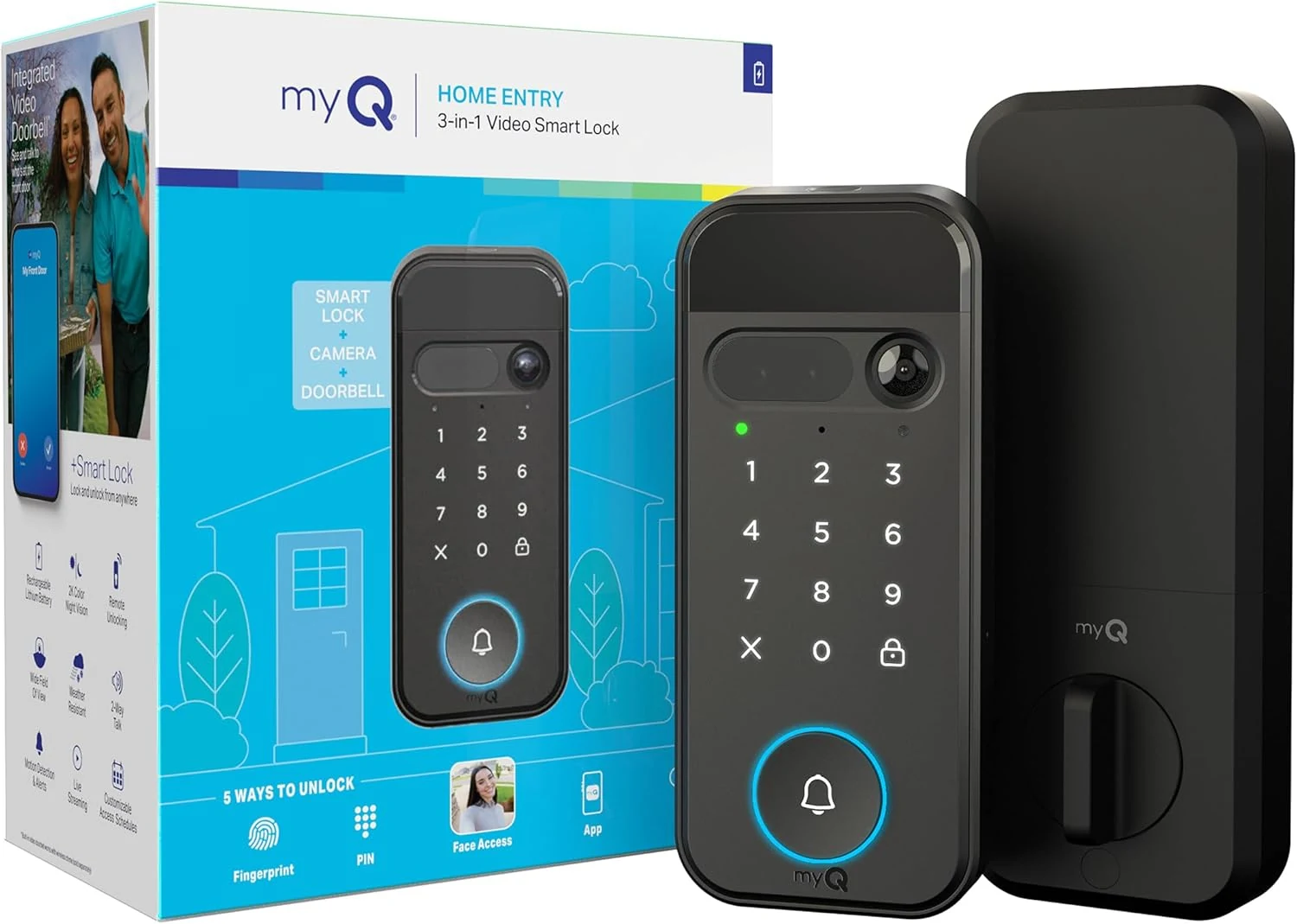 myQ Secure View™ 3-in-1 Smart Lock with 2K HDR Video Doorbell Camera