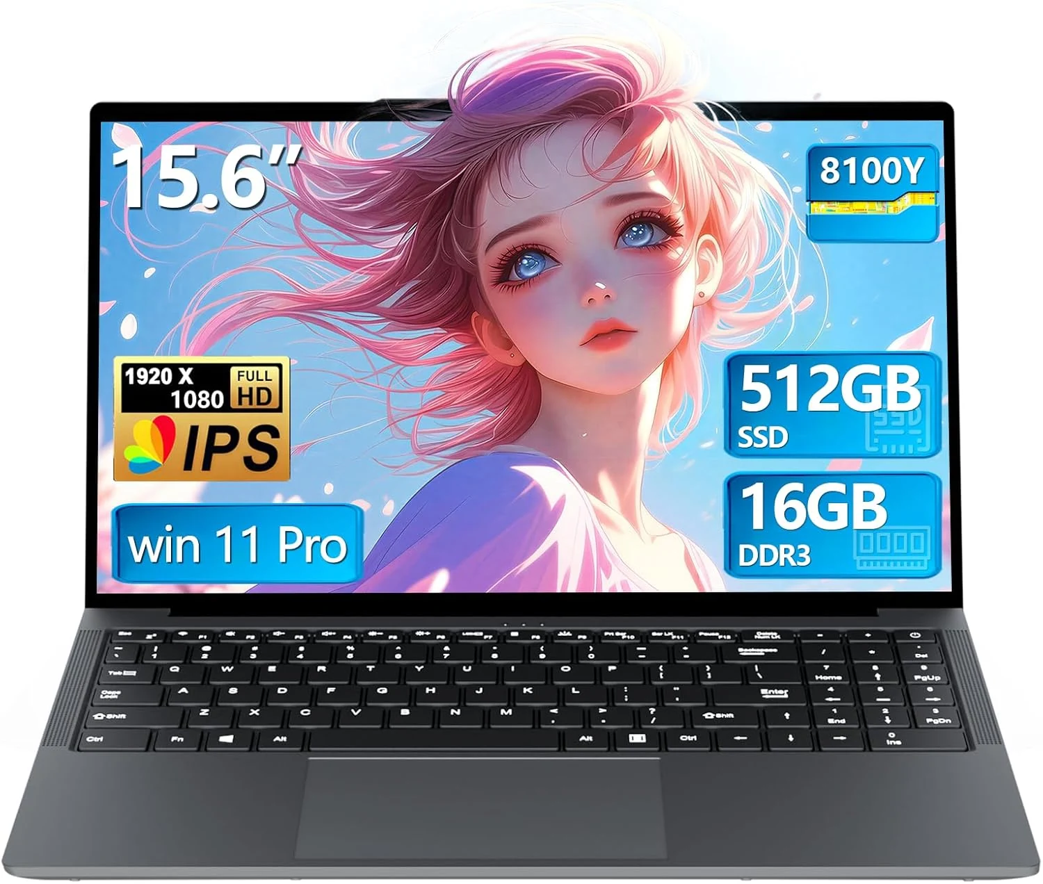 YOZISUAN 15.6-inch FHD Windows 11 Pro Laptop (Core m3 up to 3.40GHz, 16GB RAM, 512GB SSD)