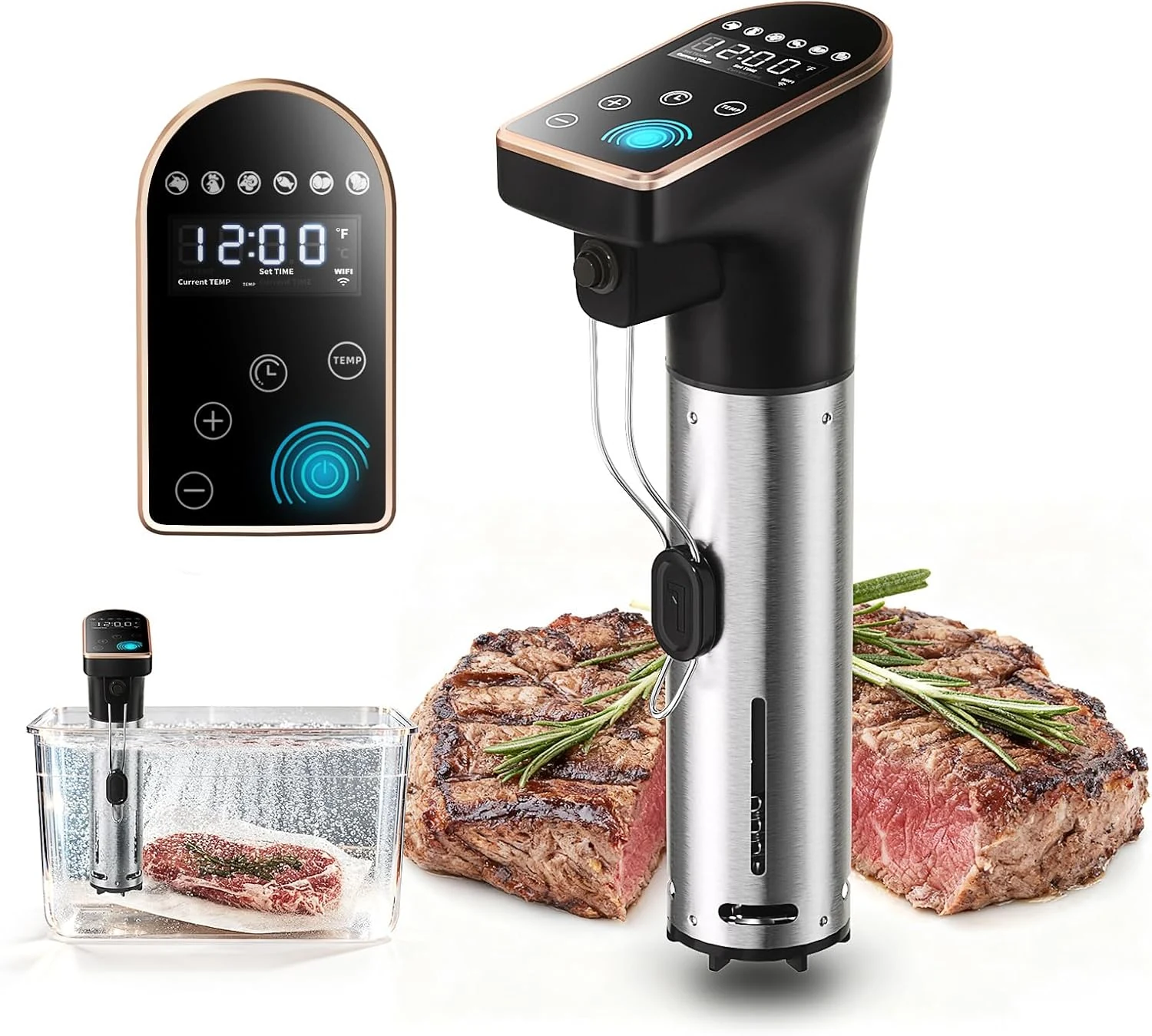 1300W Sous Vide Precision Cooker, IPX7 Full Waterproof Immersion Circulator, Quiet Brushless Motor, 6 One-Touch Presets for Effortless Gourmet Meals
