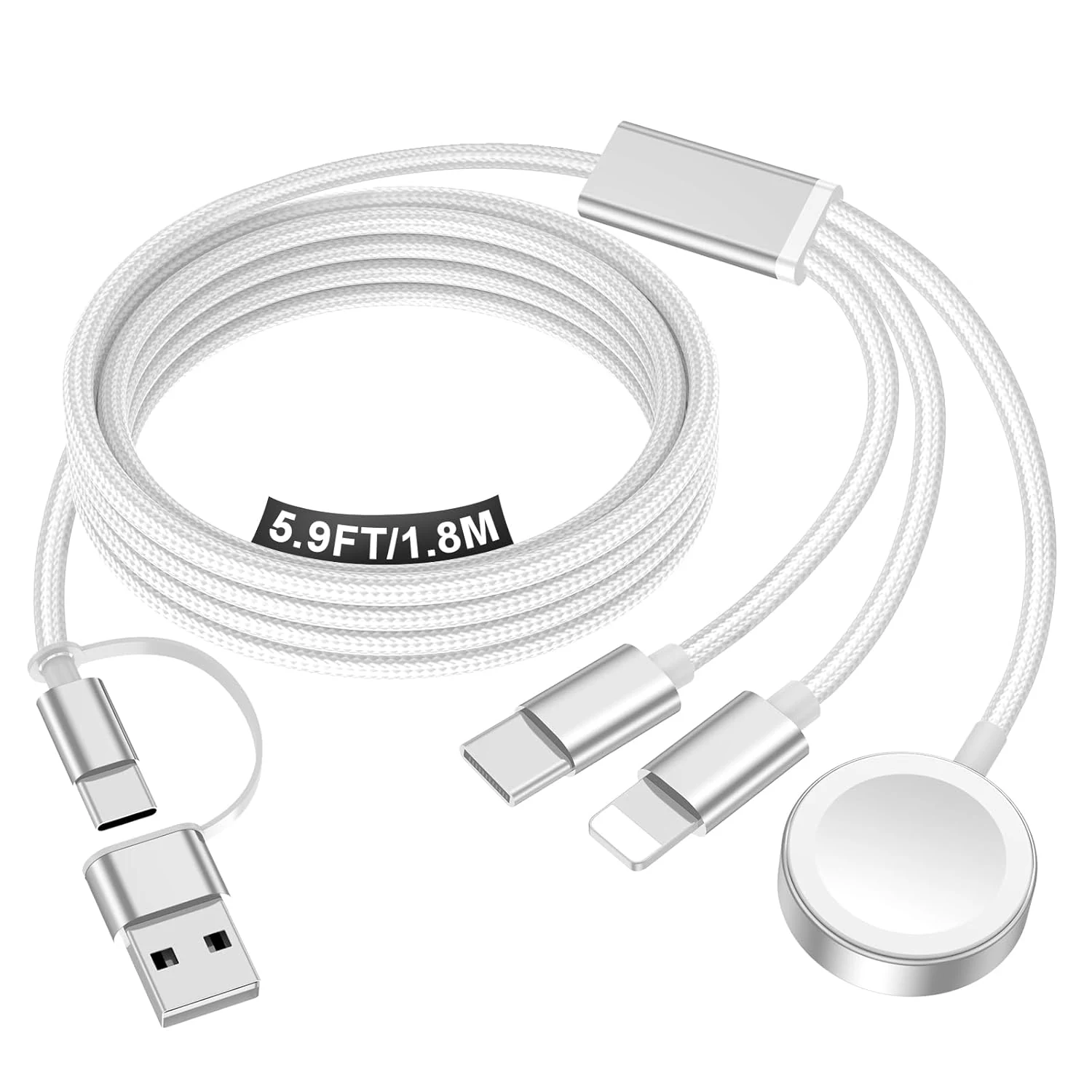 Travel Essentials for Apple Watch Charger,iPhone Charger,3 in 2 Type C/Lightning/Magnetic Travel Charging Cable
