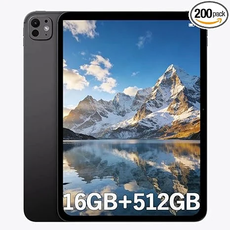 11-Inch (M5) Tablet 16GB RAM 512GB ROM Dual SIM 13MP Camera Octa-Core 7000mAh Long Battery Life Metal Body WiFi OTG Android 16 Fast Portable Tablet for Work/Study/Entertainment (Black)