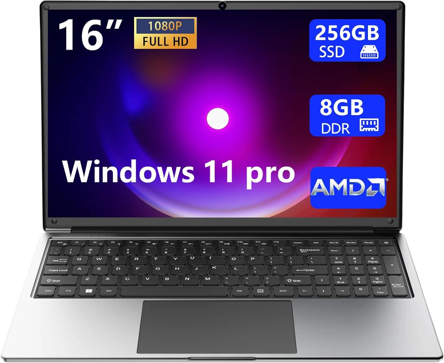 Morostron 16-inch Laptop (8GB RAM, 256GB SSD, expandable to 1TB, AMD A9-9400)