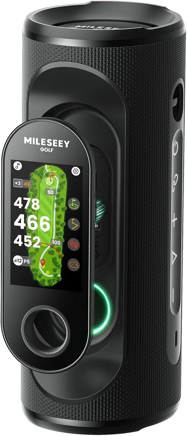 MILESEEY GeneSonic Pro Golf Speaker with Detachable GPS Rangefinder Handheld, 43000+ No Subscription Preloaded Courses, View & Audible Distances, Touchscreen, 15H Battery, Magnetic, Waterproof, Hazard
