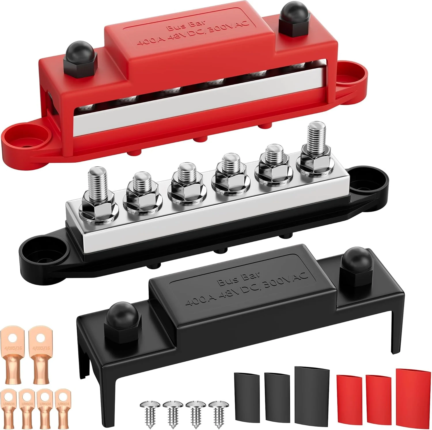 RVMARINEPAT 400A 12V 24V 48V Bus Bar with 6 x 5/16" (M8) Studs