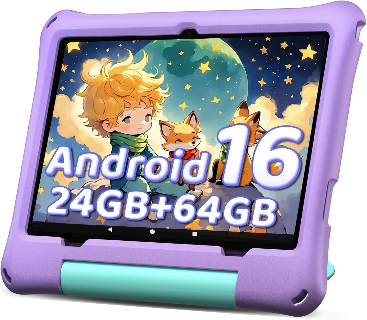 10 inch Kids Tablet, Android 16 Tablet for Kid, Octa-Core Processor, 24GB RAM, 64GB ROM 1TF Card Expandable for Toddler Children,Tablets with Case, Parental Control, 6000mAh,WiFi, BT5.0 (Purple)