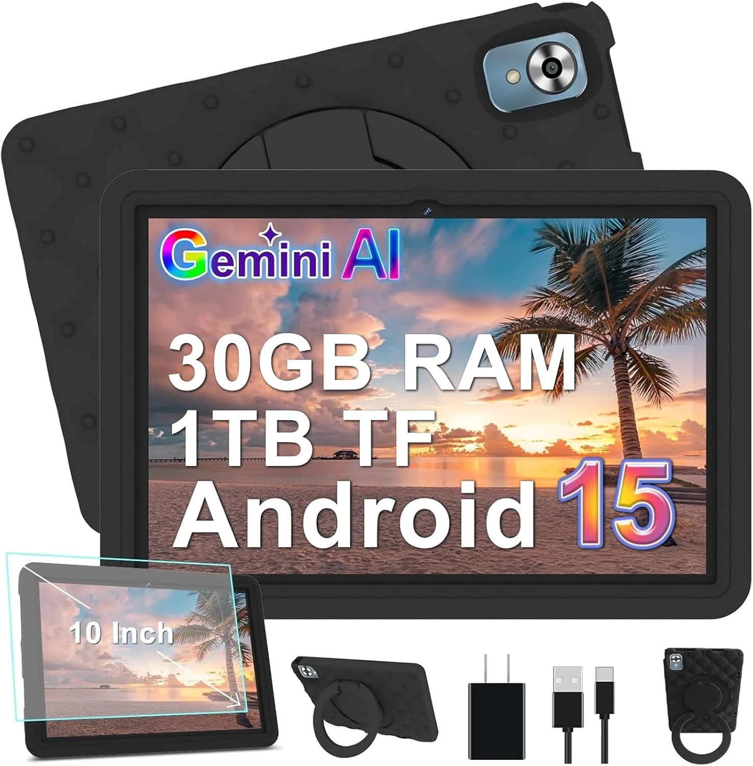 DMOAO 2026 Tablet 10 inch Android 15 (30GB RAM/64GB, 1TB Expand) with Drop-Proof Case
