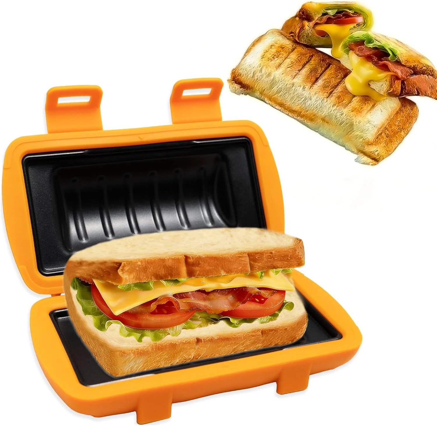 Microwave Sandwich Maker, Grilled Cheese Maker, Panini Press, Hot Dog Toaster Maker, Double-Sided Pocket Mini Pie Maker, Non Stick