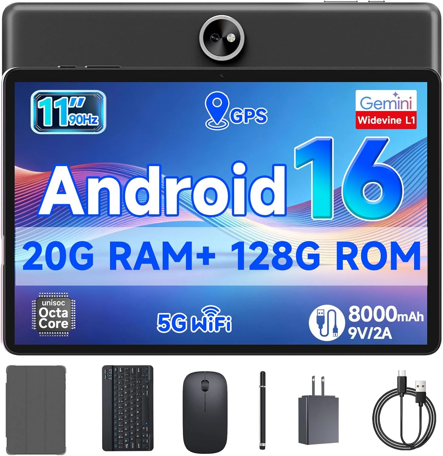 PEICHENG Tablet 11-inch Android 16 with Octa-core Processor, 20GB RAM, 128GB ROM