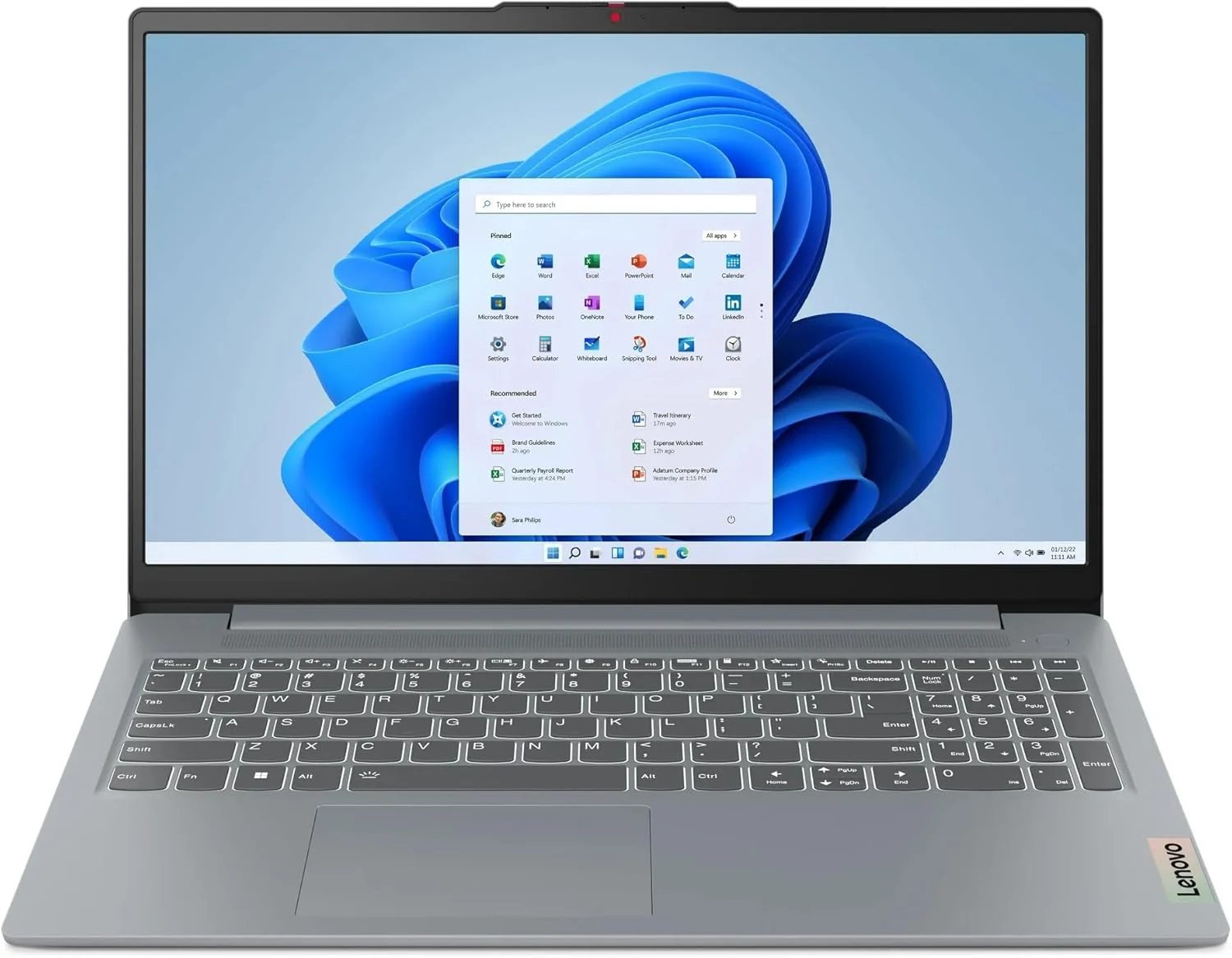 Lenovo IdeaPad Slim 3 15.6" FHD Touch Laptop, AMD Ryzen 5 7520U, 8GB DDR5 RAM, 512 SSD, Windows 11 Home, AMD Radeon 610M, Copilot AI, Artic Grey, 82XQ00RSUS