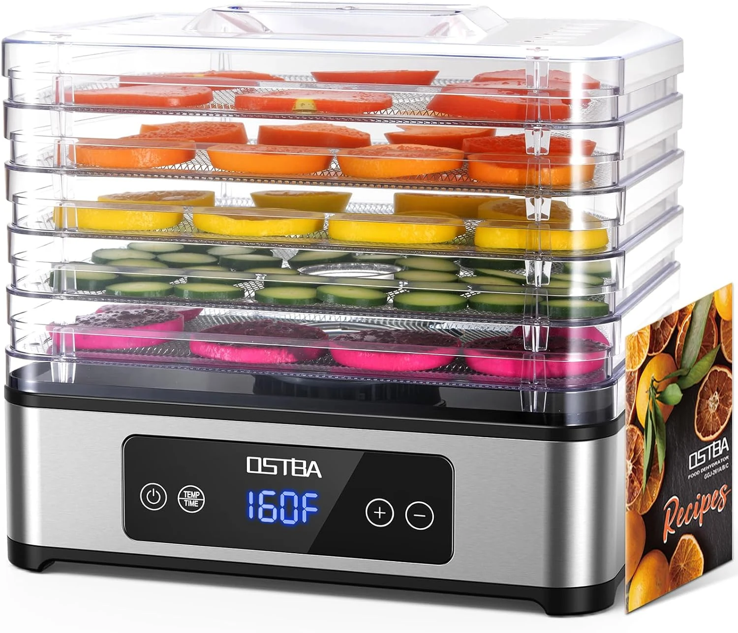 OSTBA Food Dehydrator, 5 Stainless Steel Trays, 400W Powerful Drying