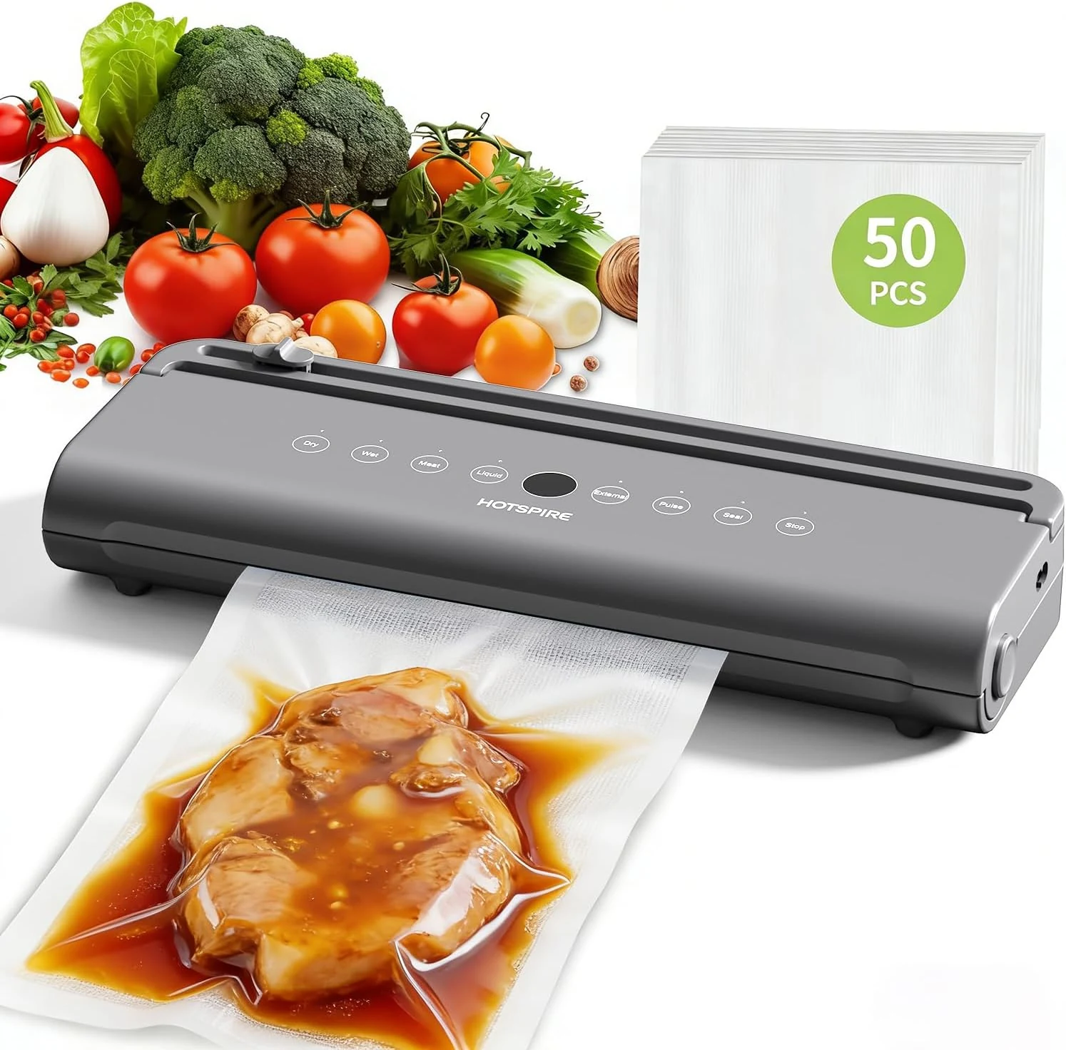 HOTSPIRE Food Vacuum Sealer Machine, Powerful & Continuous Vacuum Sealing