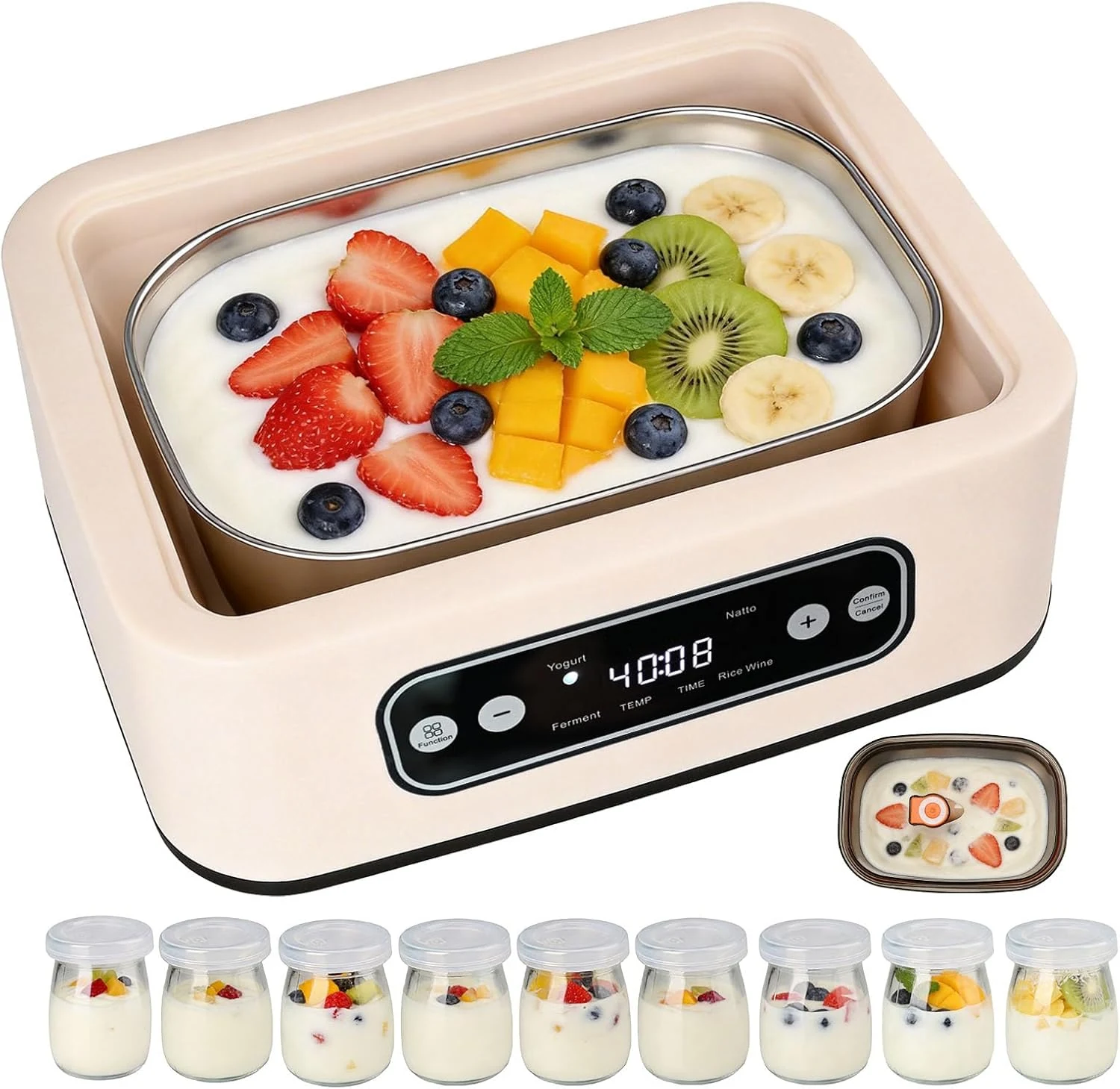 Yogurt Maker，with Timer and Temperature Control, Auto-Shutoff Feature, 1.6-Liter Stainless review