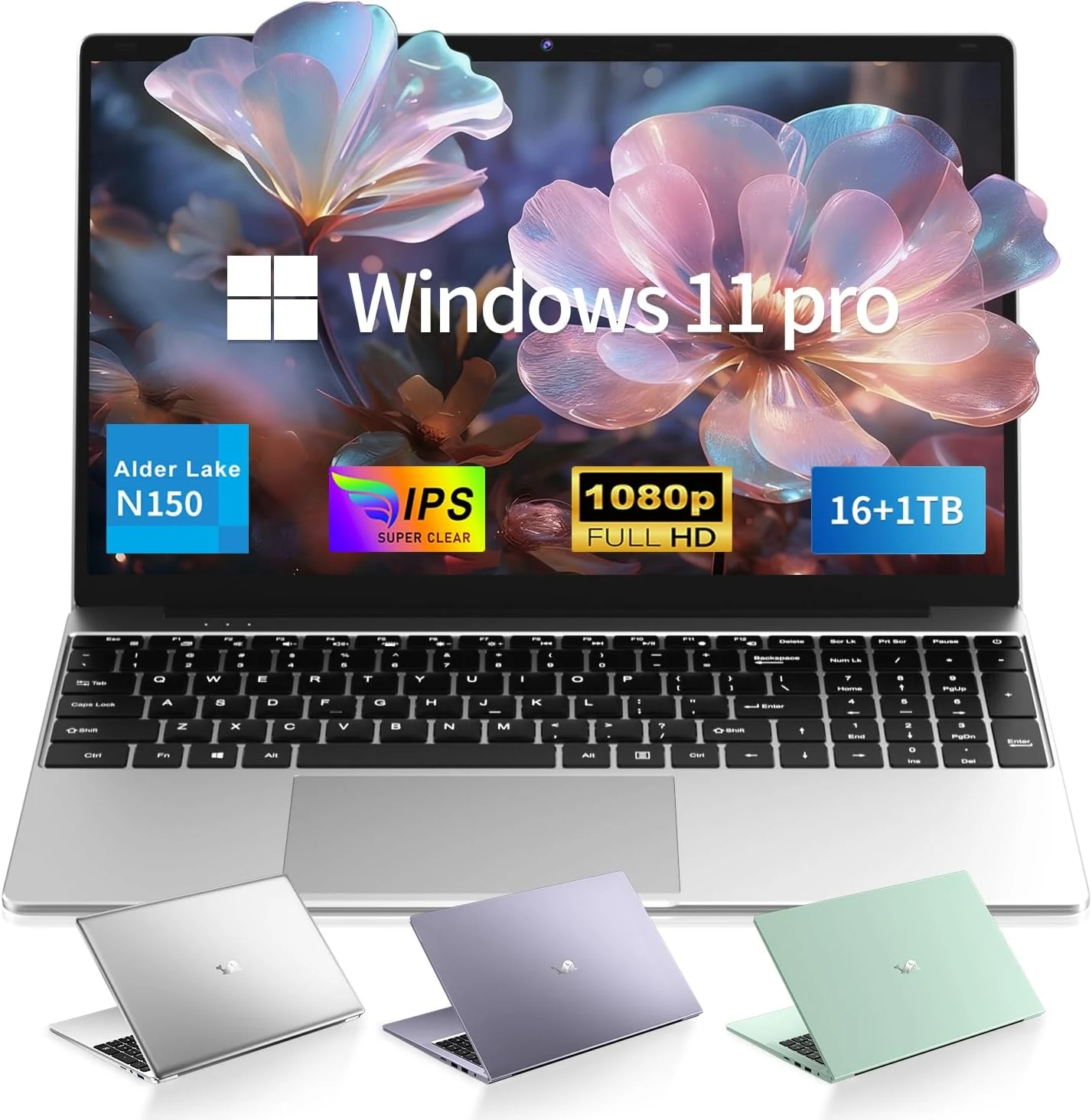 2026 Laptop Computer 15.6" FHD IPS Display, 16GB RAM 1TB SSD, 4-Core N150 Processor, Win 11 Pro (SAGAWHALE)