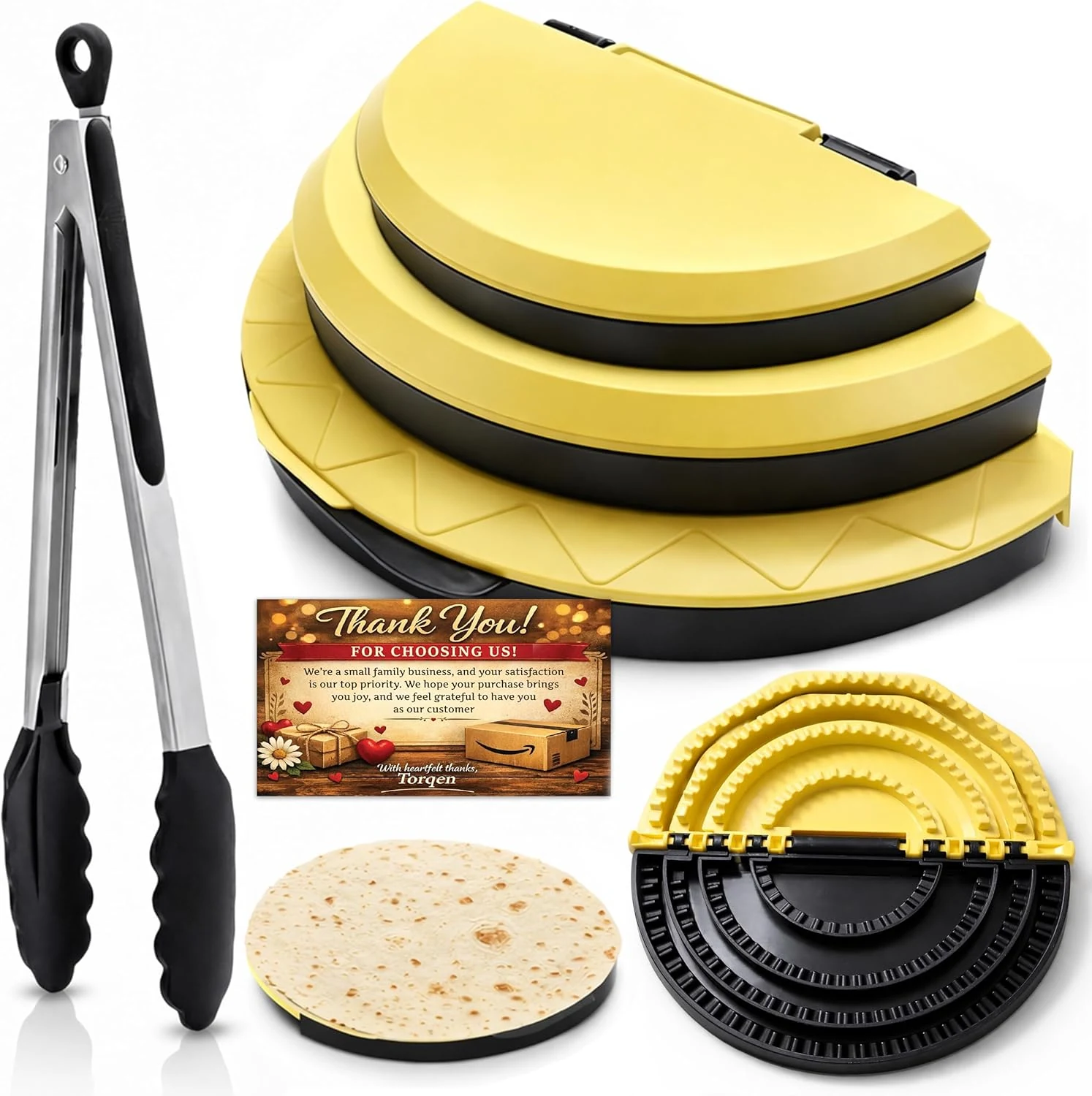 4pcs Tortilla Sealer Crimper Press with Food Tongs