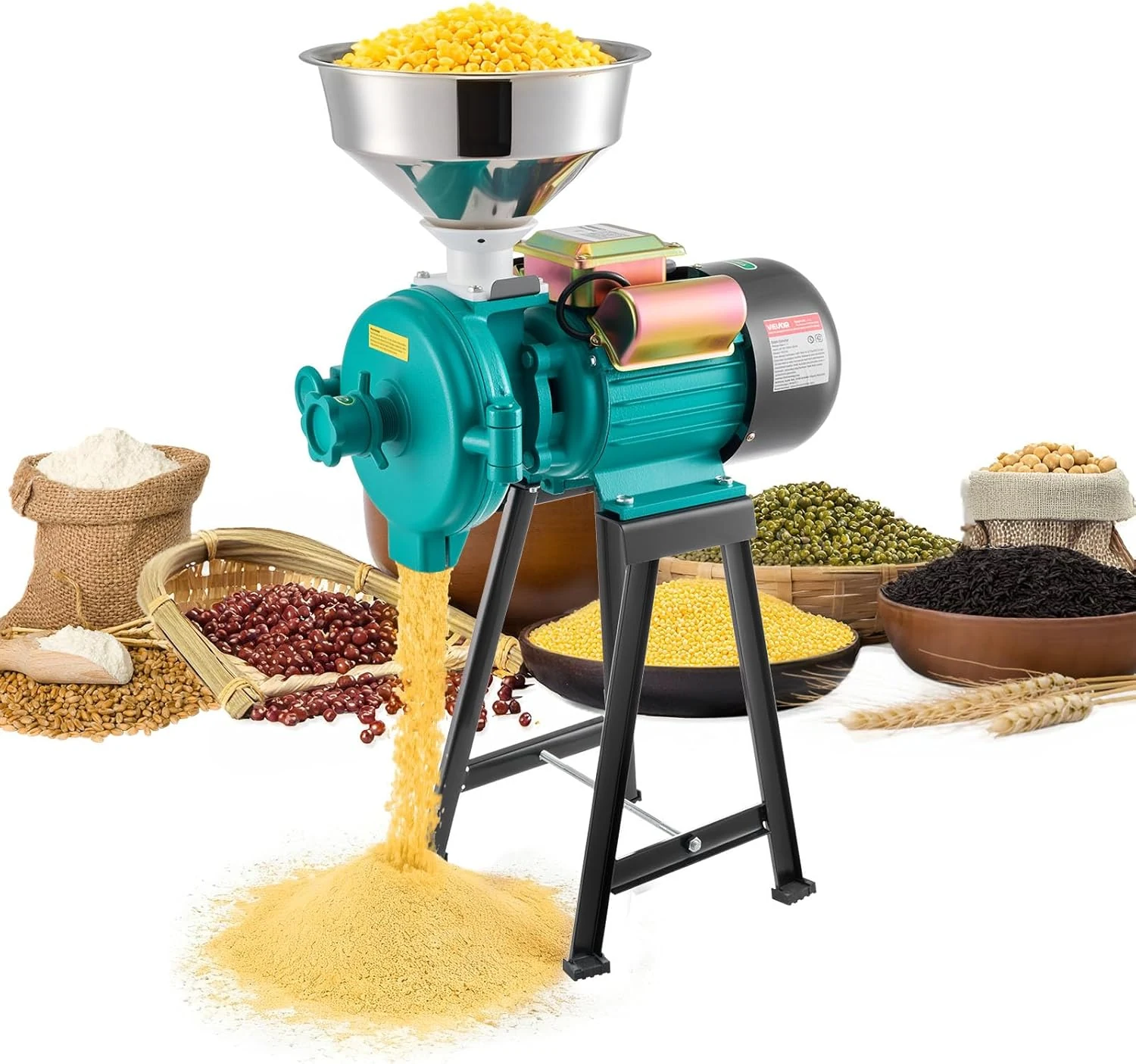 VEVOR Electric Grain Mill Grinder, Commercial Spice Grinders, 1500W Cast Iron Pulverizer Powder Machine