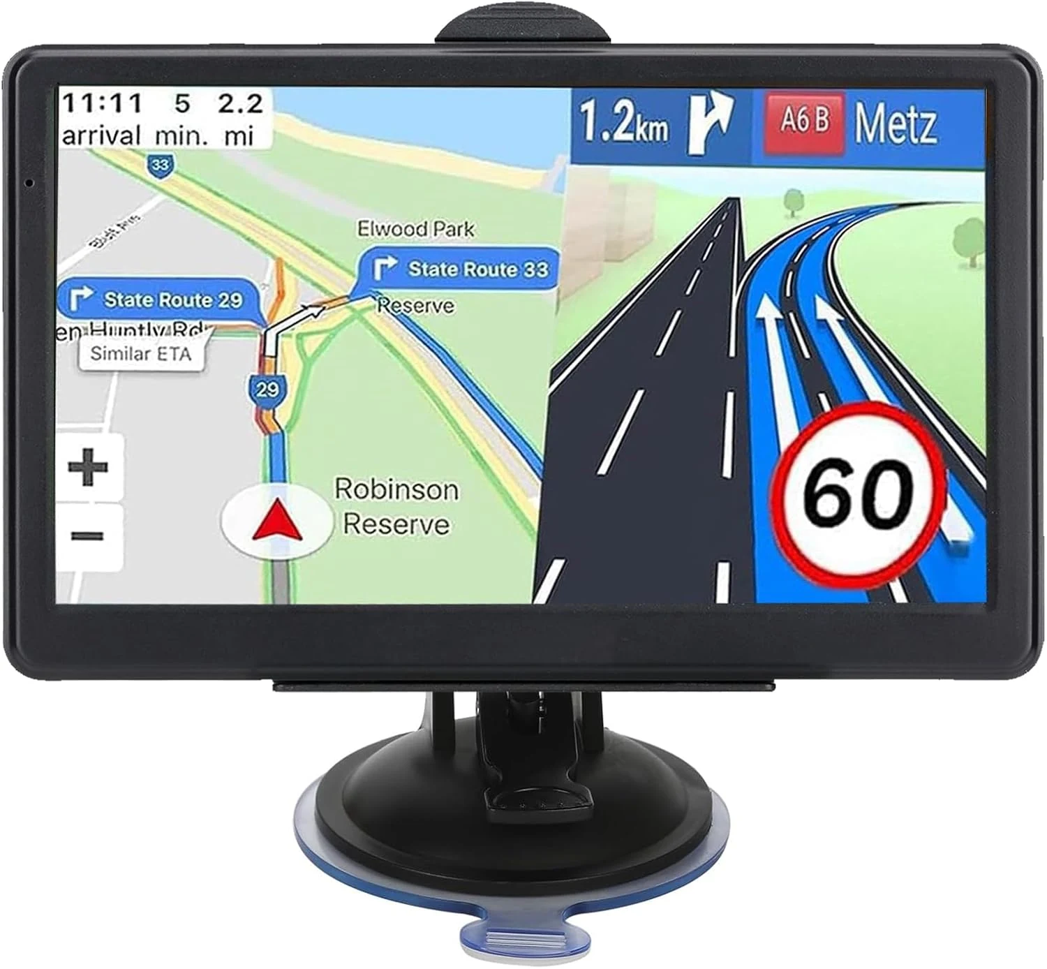 7 Inch Car GPS Navigator with 2026 USA Maps, Voice Turn-by-Turn Guidance, Lane Assistance, Speed and Red Light Warning for Vehicles