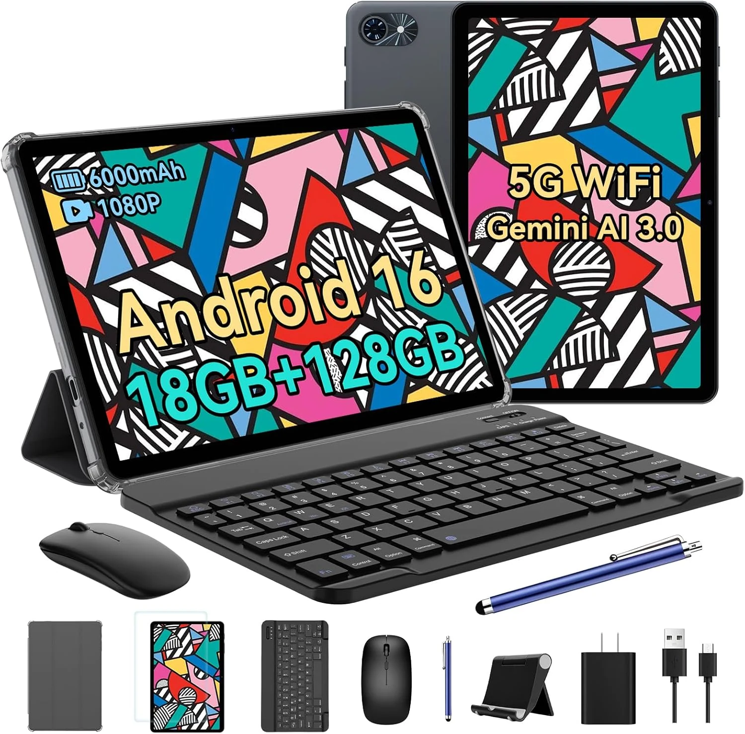 TABWEE 10 Inch Android 16 Tablet with Keyboard,18GB+128GB, 2TB Expand