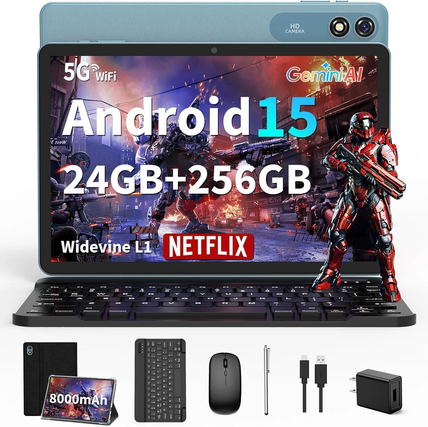 2026 Android tablet 10 inch, Android 15 Tablet with Keyboard
