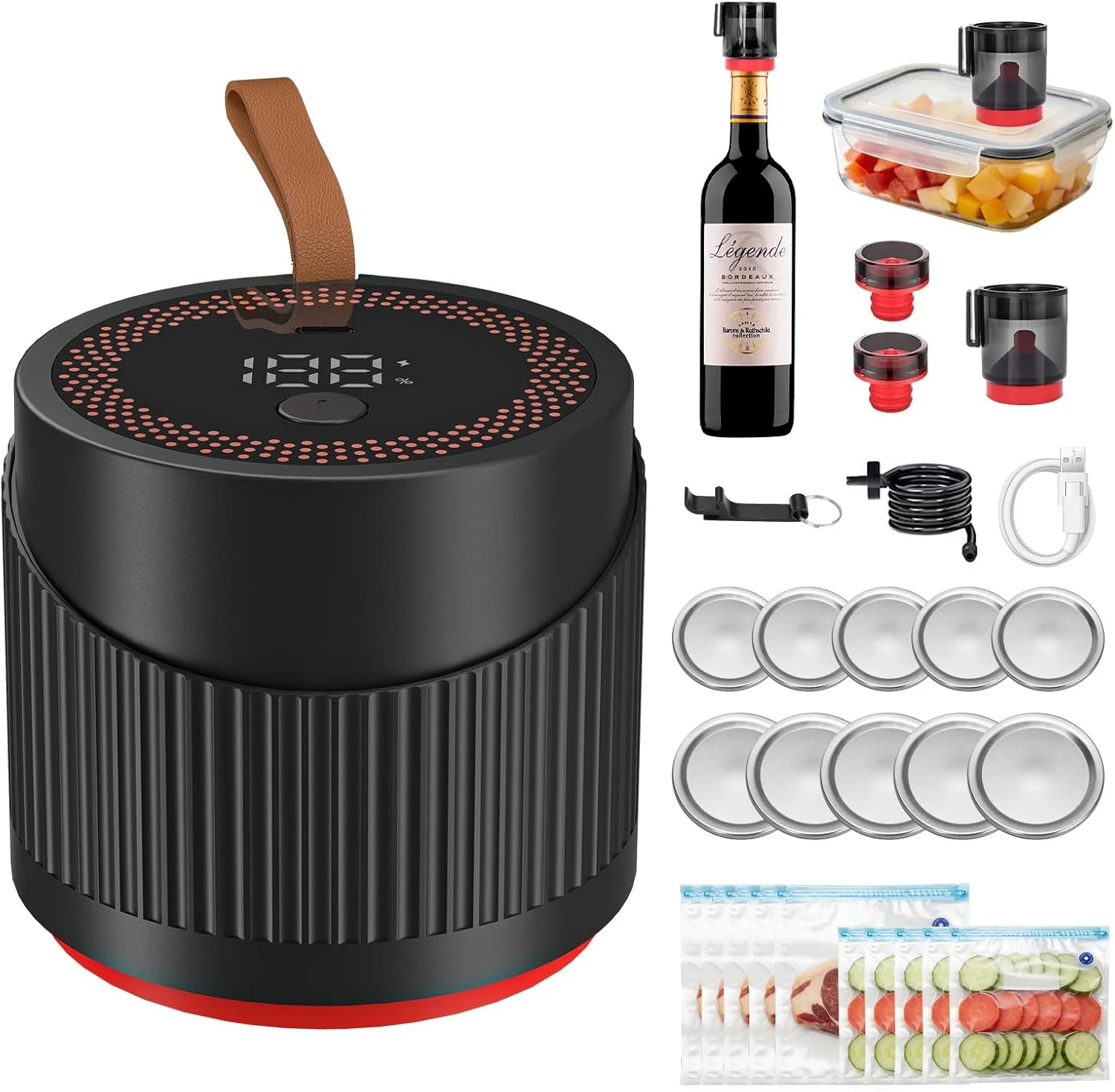 Upgraded 4-in-1Electric Mason Jar Vacuum Sealer Kit for Wide &Regular