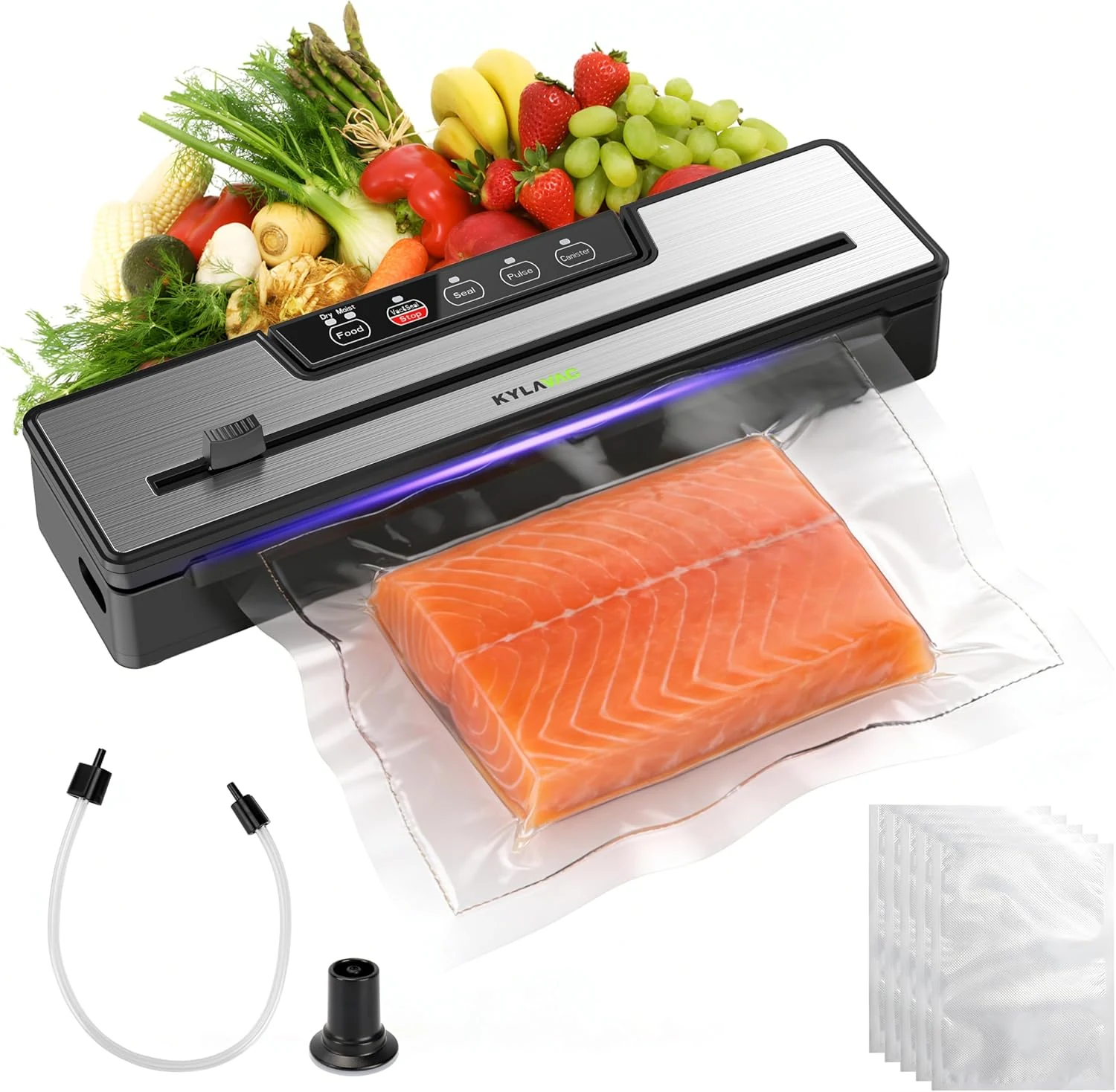 Food Vacuum Sealer Machine 80KPA Powerful Suction 6-in-1 Multifunctional Fast