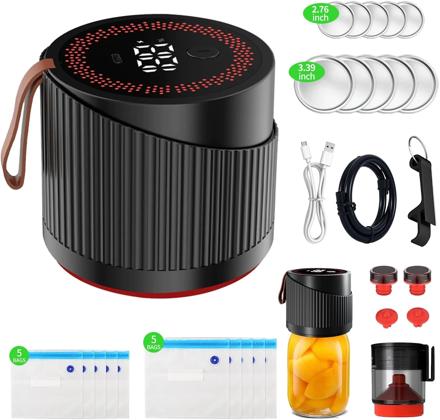 Electric Mason Jar Vacuum Sealer Kit for Wide and Regular Mouth Jars (AURISWELL)