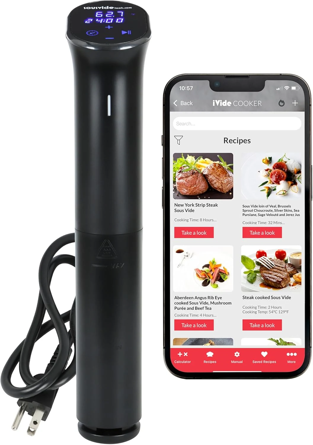 iVide 2.0 Sous Vide Immersion Circulator 1200W | WiFi App, 600+ Recipes | 30L Capacity | 42dB Quiet
