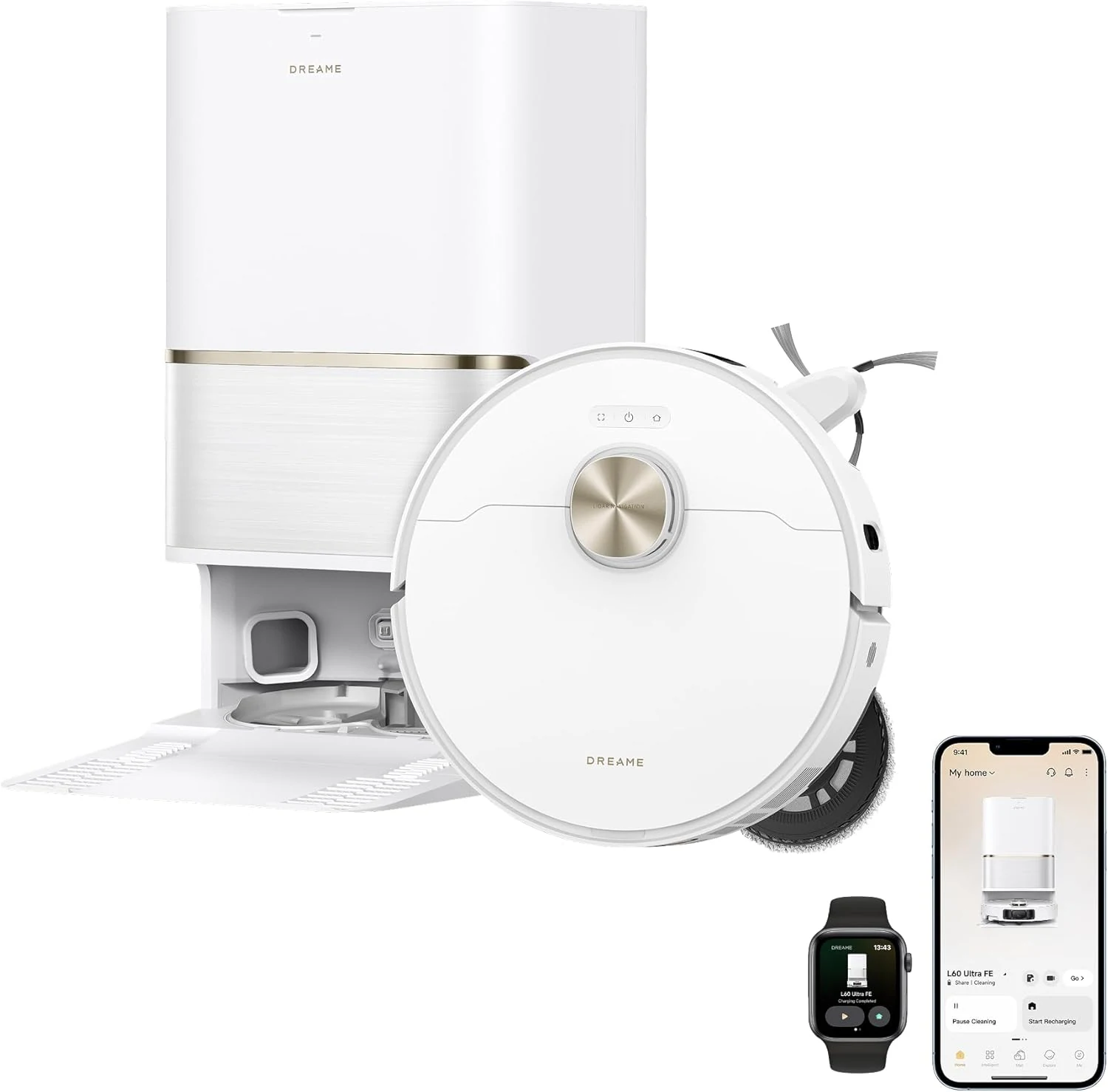 DREAME L60 Ultra FE Robot Vacuum and Mop, Auto-Empty and 100℃ Self-Cleaning Mop, 30,000Pa Suction