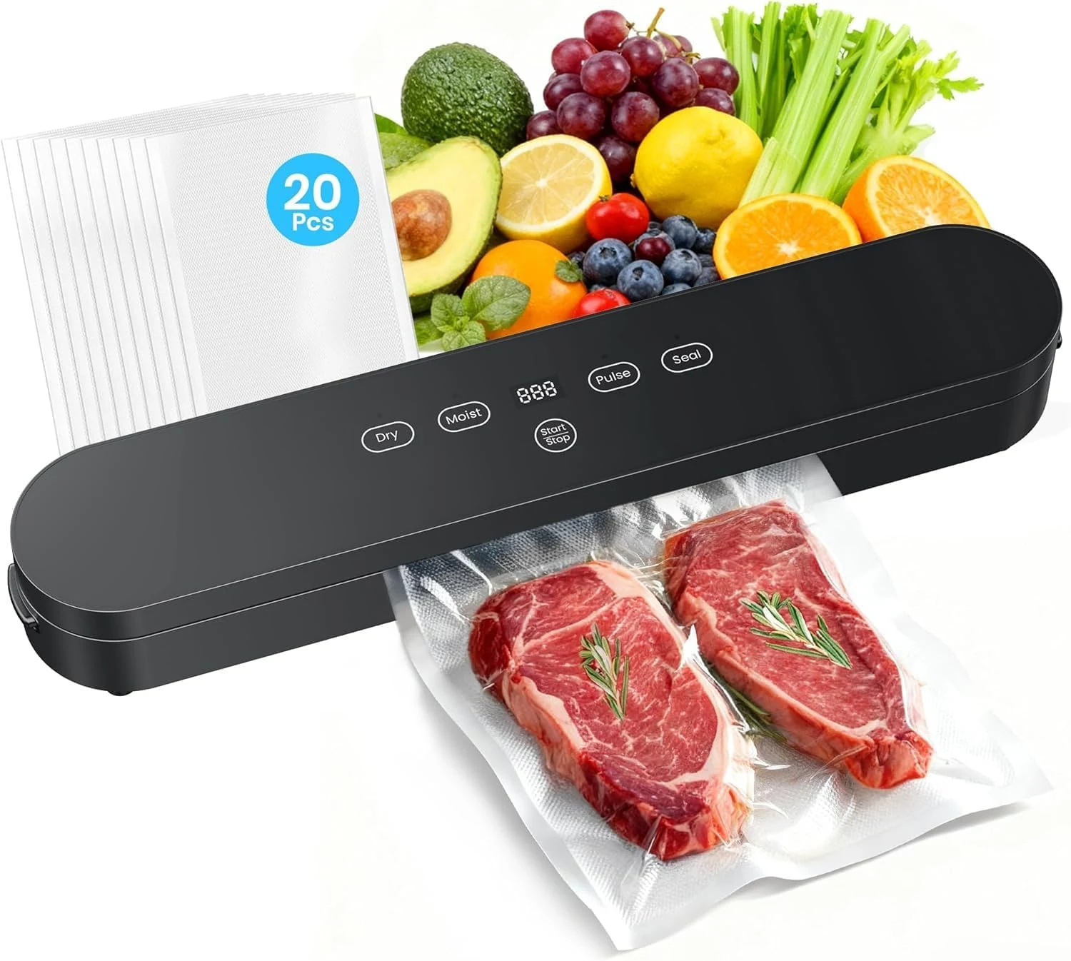 75kPa Vacuum Sealer Machine, Compact Vacuum Sealer for Food, 4-in-1 Food Sealer