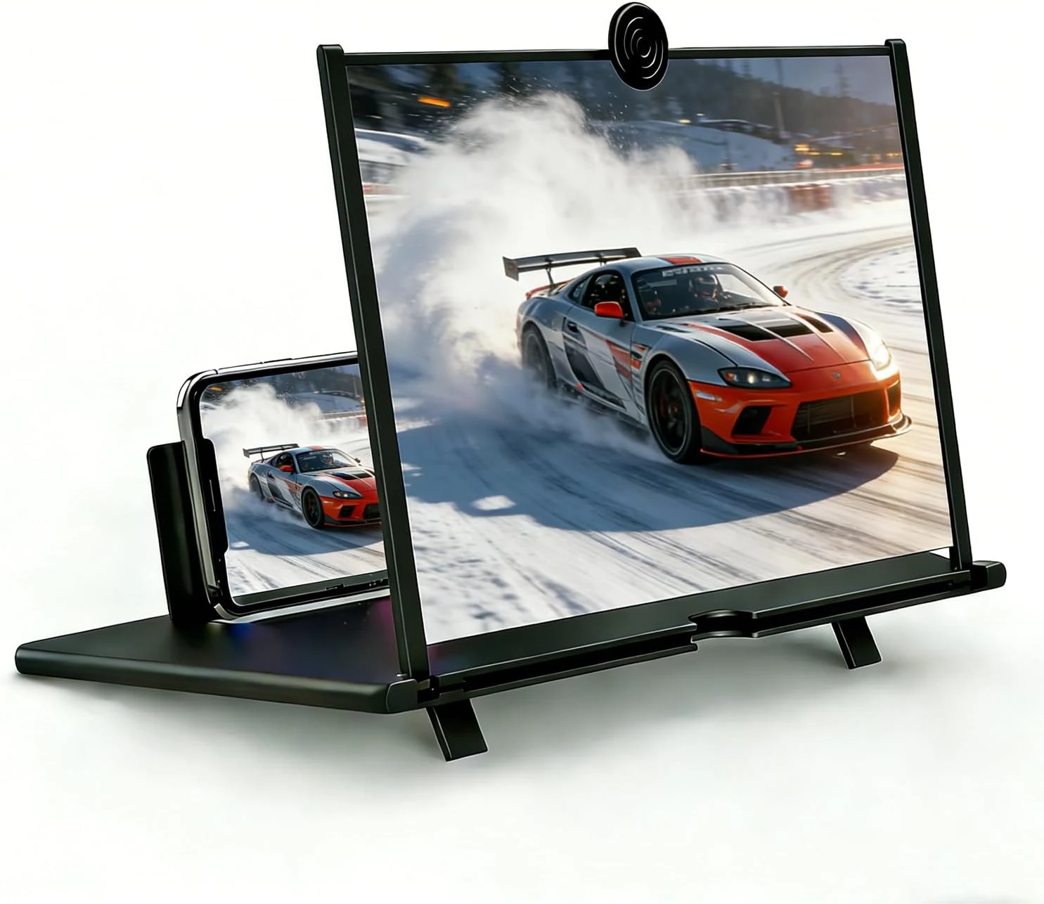 Phone Magnifier Screen for Movies, 12" 3D HD Foldable Screen Magnifier for Cell Phone (Black)