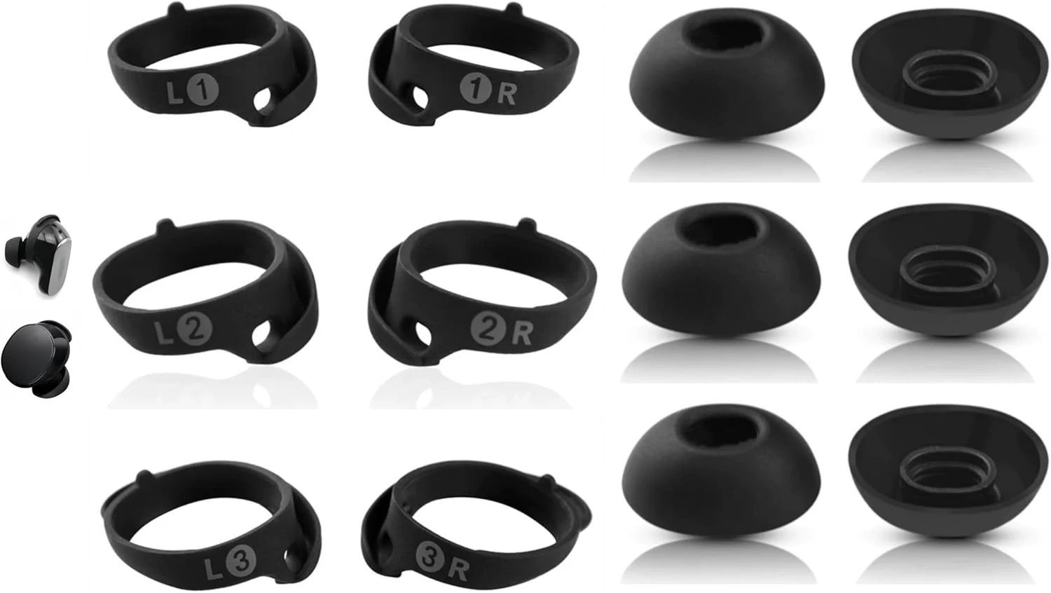 6 Pairs Replacement Ear Tips for Bose QuietComfort Ultra Earbuds (2023) & Bose QuietComfort Earbuds II (2022) - Anti-Slip Silicone Wingtip Covers Eartip-Black