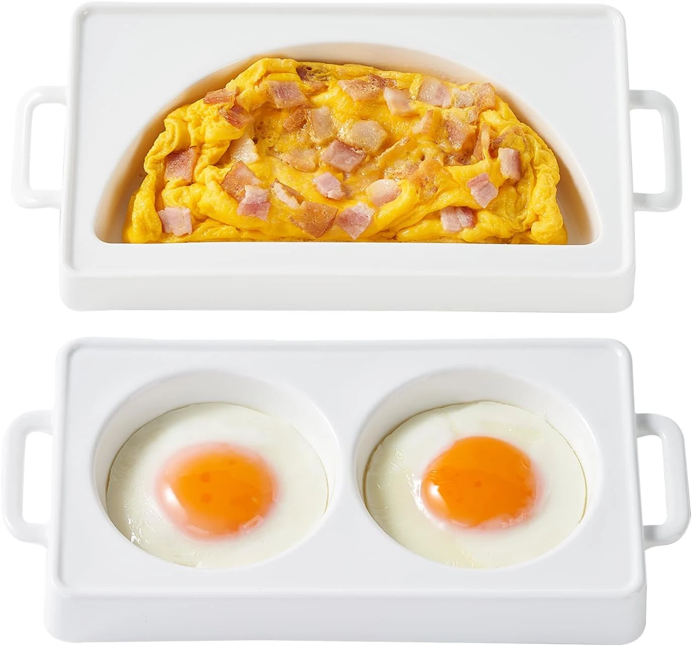 EliteVibe Ceramic Microwave Egg Cooker, Microwave Omelette Maker, BPA-Free Non-Stick non-toxic & heat-resistant quick cooking egg maker (2 pcs)