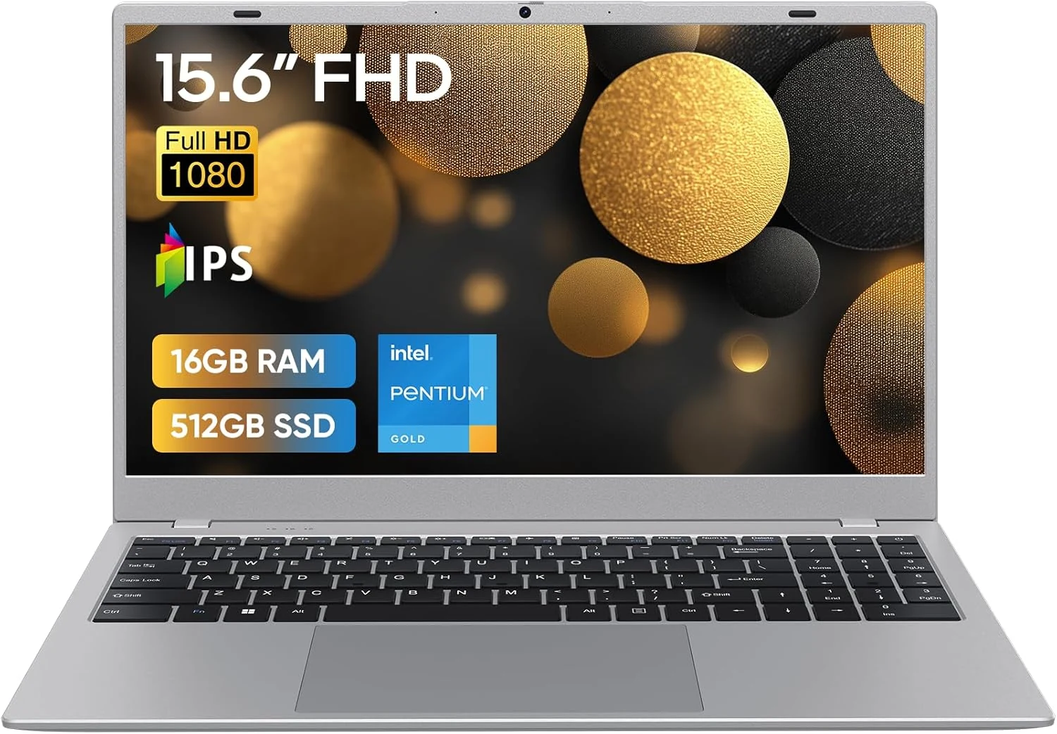 15.6" FHD IPS Laptop Computer, 16GB RAM 512GB SSD, Pentium Gold 6500Y
