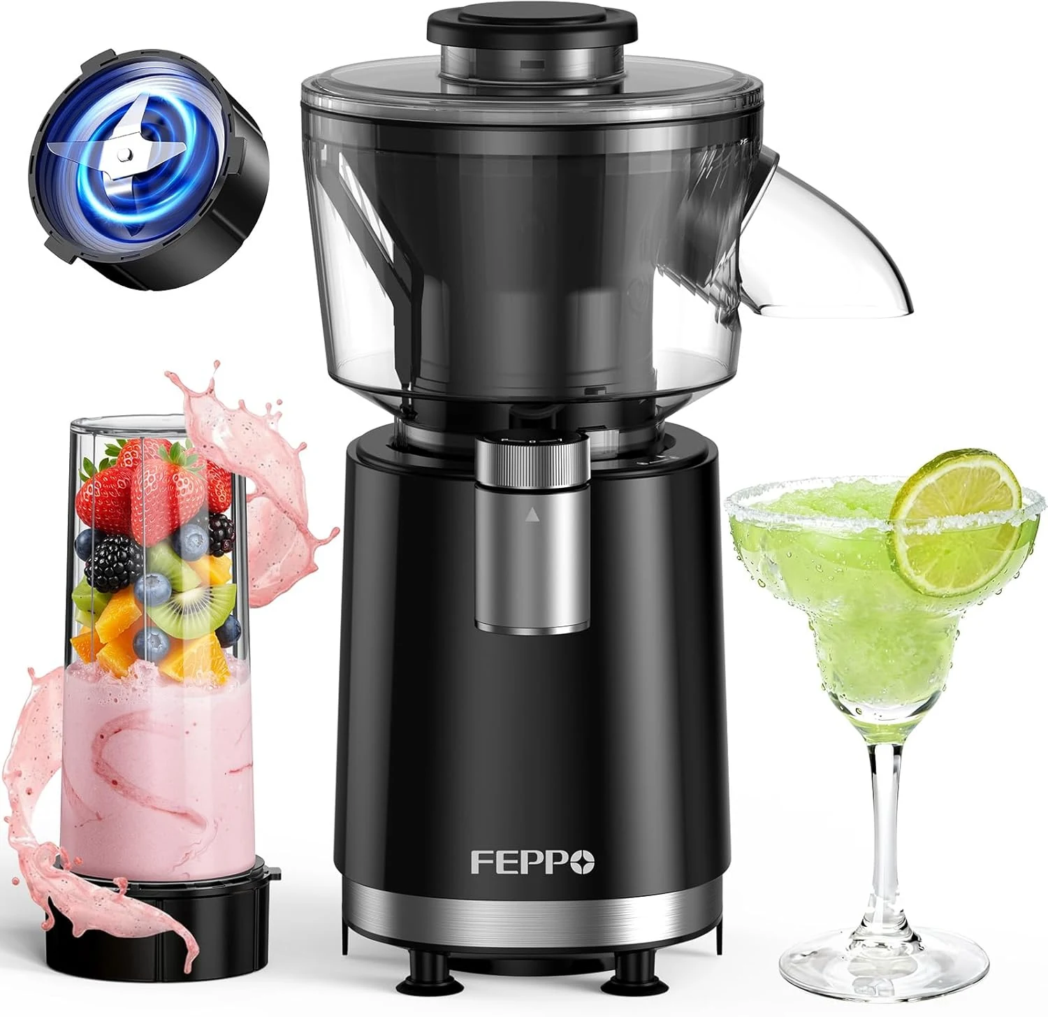 FEPPO Snow Cone Machine & Smoothie Blender 2 in 1, 700W Powerful Shaved Ice Machine Slushine Machine, Frozen Margarita Machine with Stainless Steel Blade, Smoothie Recipe, for Home Kitchen Party