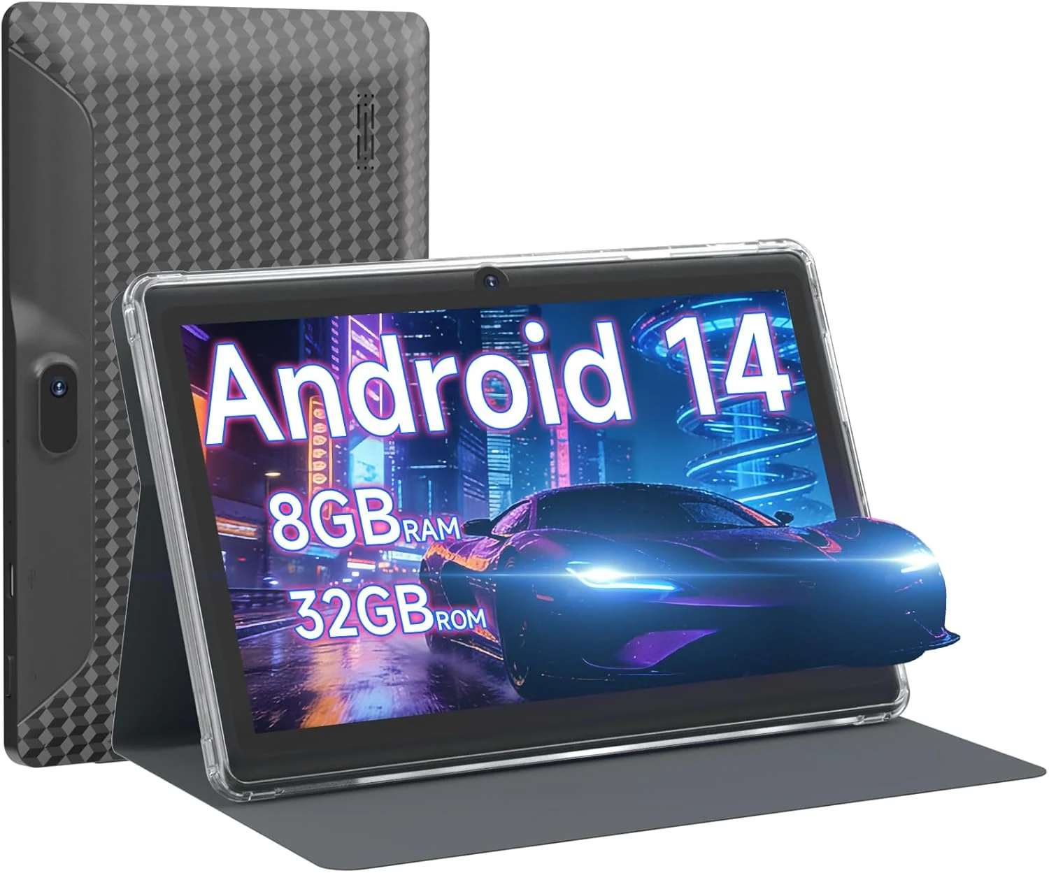 YQSAVIOR 7 inch Tablet Android 14 Tablets with Case (8GB RAM, 32GB ROM, 1TB Expand, IPS, Dual Camera)