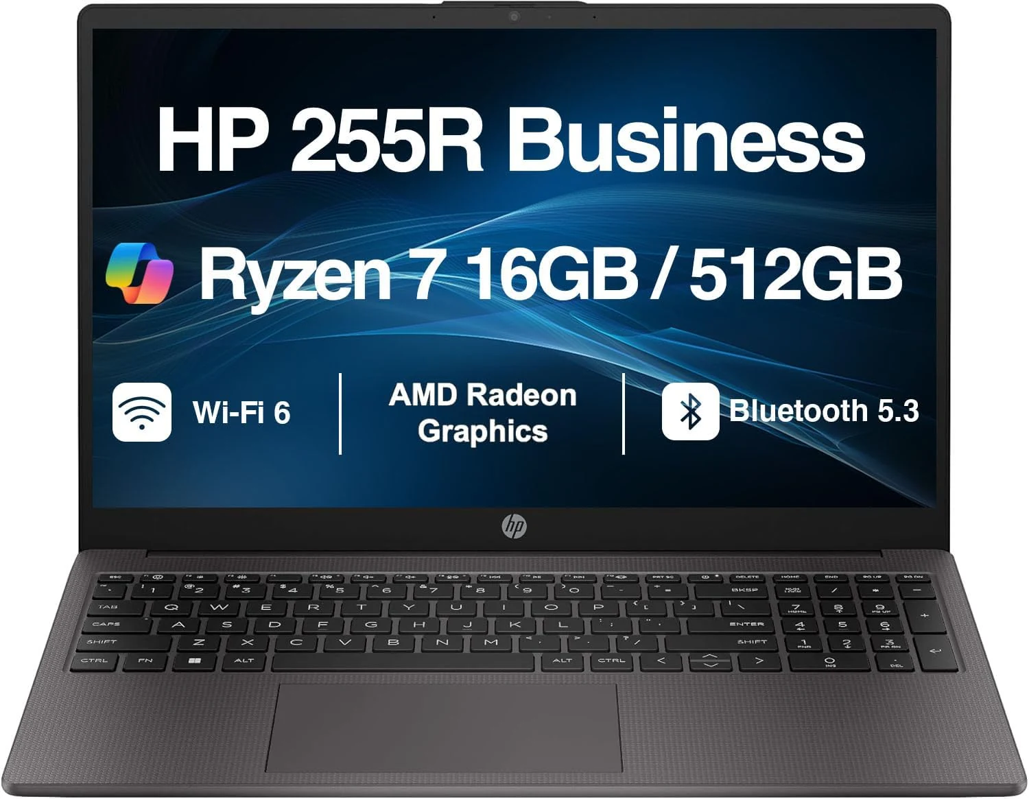 HP 255R G10 Business Laptop 2026, 15.6" FHD Display (AMD Ryzen 7 7735U 2.70GHz, 16GB DDR5, 512GB PCIe SSD, Numeric Keypad, Wi‑Fi 6, Webcam, Bluetooth 5.3, Win 11 Pro)