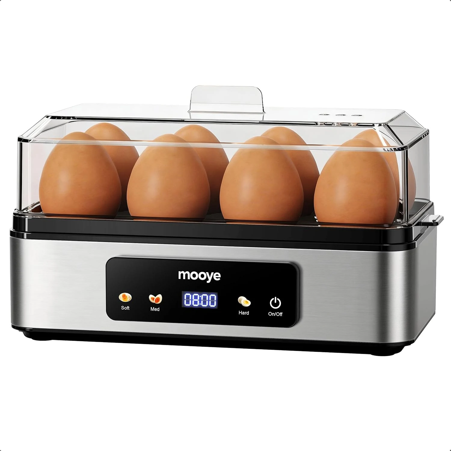 Rapid Egg Cooker for Hard Boiled Eggs, Electric Egg Steamer 3 IN 1 Soft Medium Hard Boiled, Egg Maker with Auto Shut-Off, Egg Boiler for Kitchen Breakfast & Fitness, BPA-Free, Holds 8 Eggs