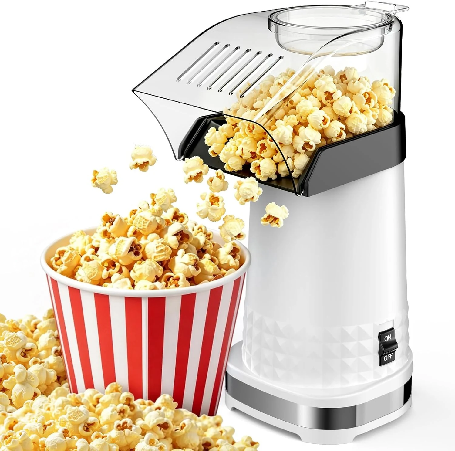 Quick & Easy Hot Air Popcorn Popper Maker with Measuring Cup + Melts Butter, 4.5 Quarts