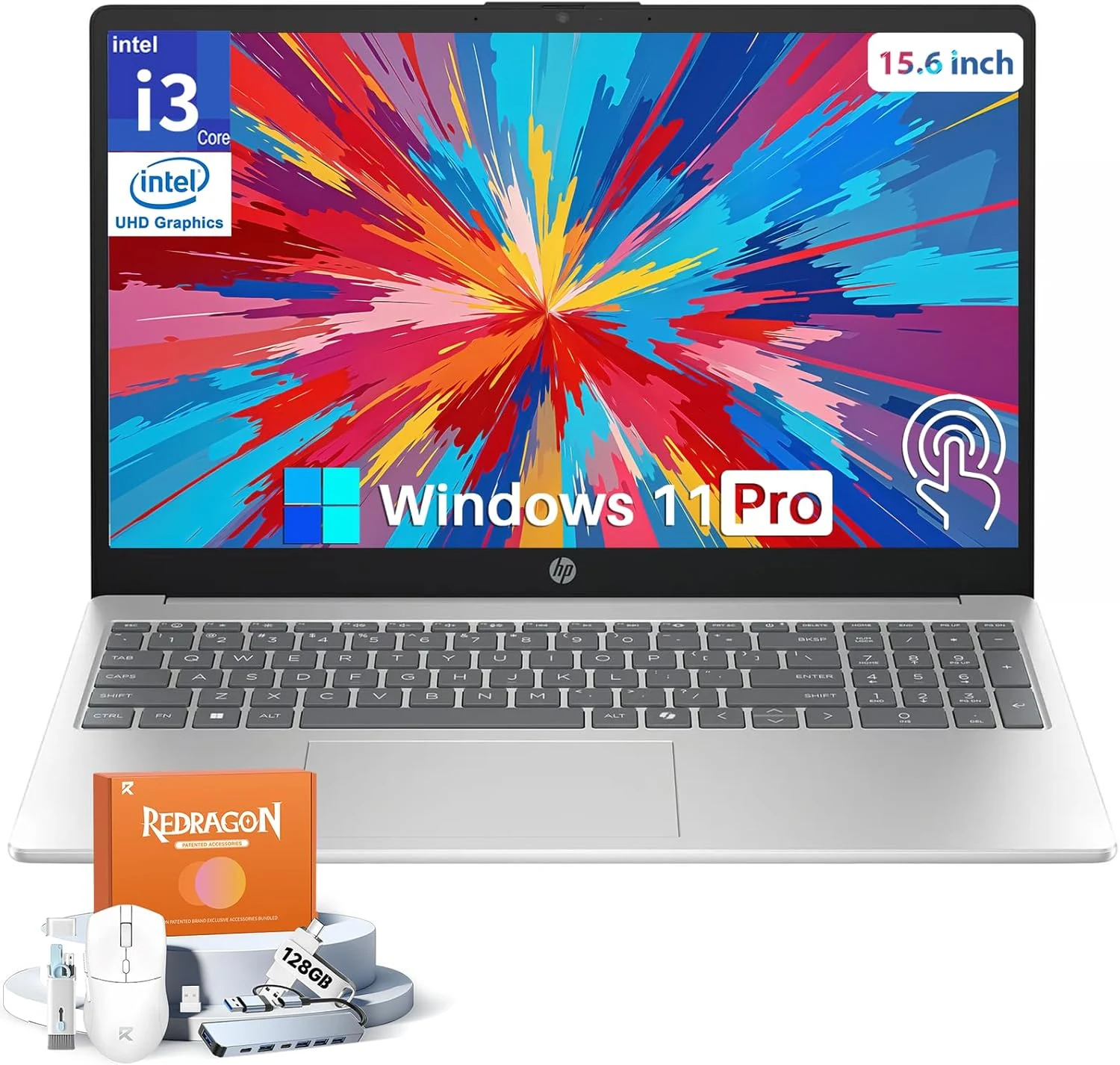 HP Touchscreen Laptop, Intel i3-1315U Processor(Up to 4.5 GHz), 8 GB RAM, 512 GB SSD, 15.6" 250 nits Anti-Glare Display, Intel UHD Graphics, Long Battery Life, Windows 11 Pro, Copilot-AI Chat