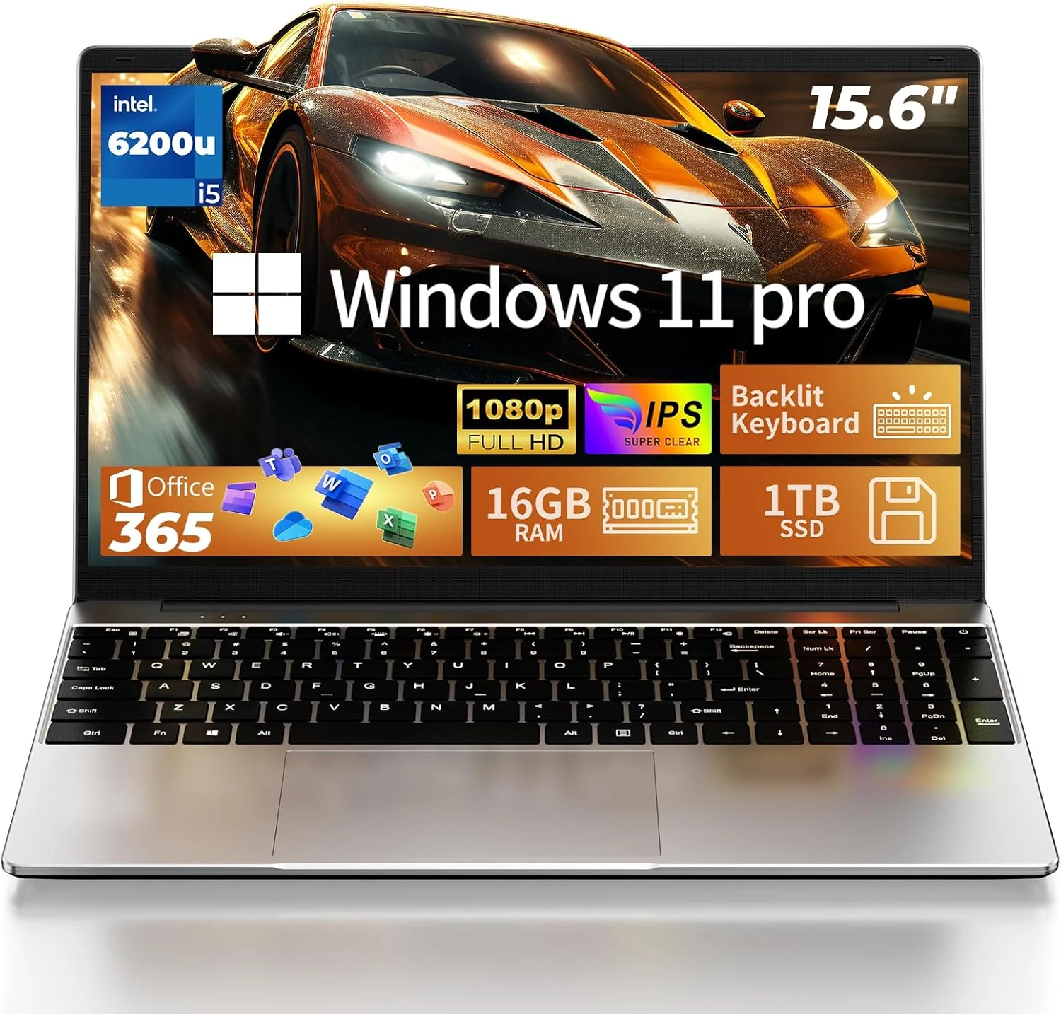 MOONFISH Gaming Laptop Computer 2026, 15.6 Inch Lap Top Pc (Windows 11 Pro, 16GB RAM, 512GB SSD, Core i5)