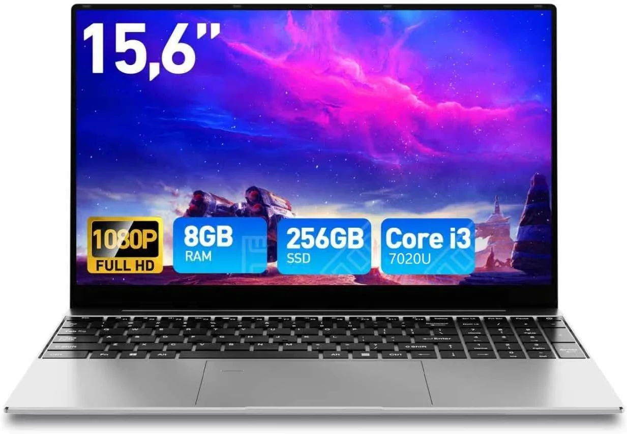 15.6 Inch Laptop Computer 8GB RAM 256GB SSD Win 11 Laptop, Core i3 Processor, 1080P FHD Display, Backlit Keyboard, Fingerprint