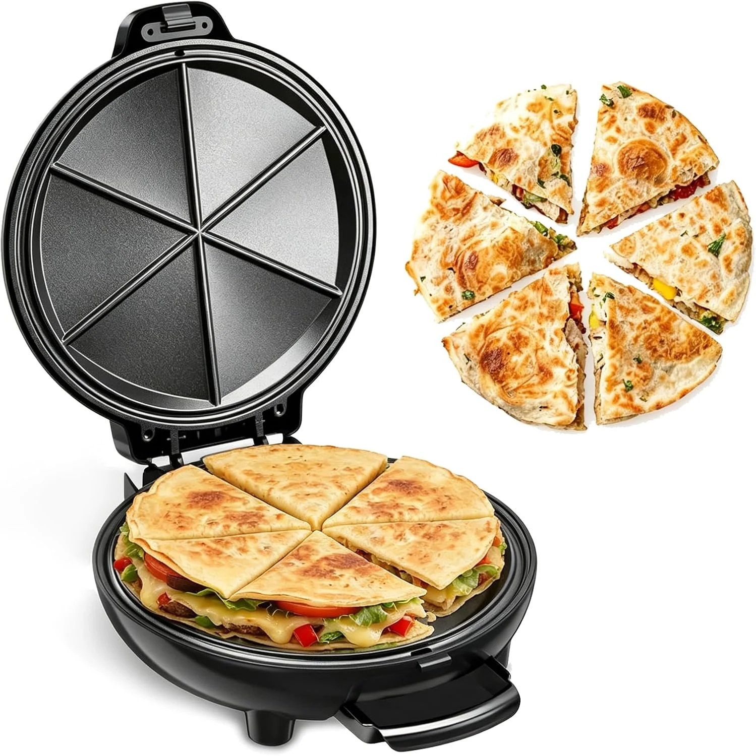 Puremy Electric Quesadilla Maker, 9.5'' Quesadilla Press with Extra Stuffing Latch