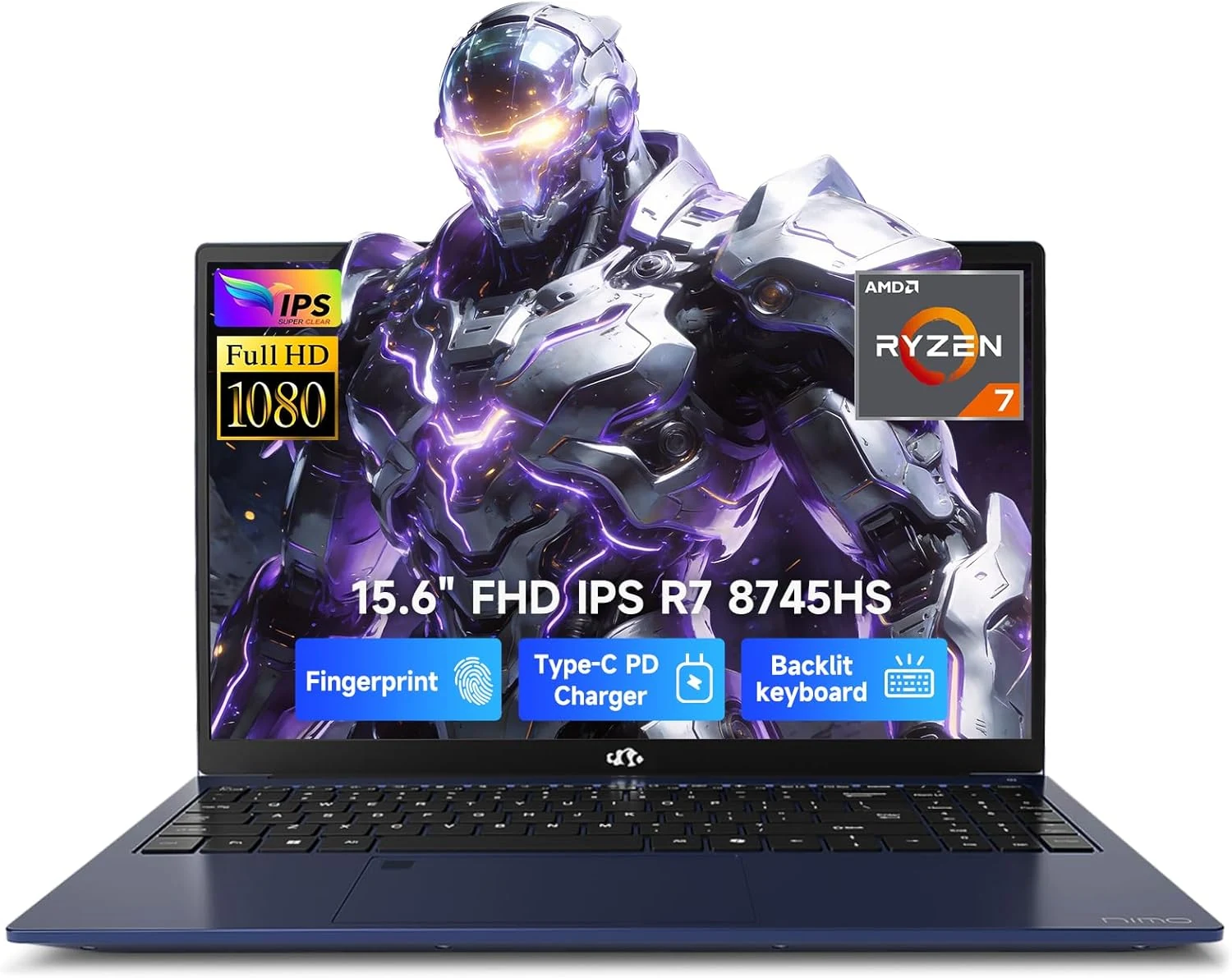 NIMO 15.6" IPS FHD-Gaming-Laptop, 8 Cores AMD Ryzen 7 8745HS 32GB DDR5 RAM 1TB SSD (up to 4.9GHz) Radeon 780M-Graphics