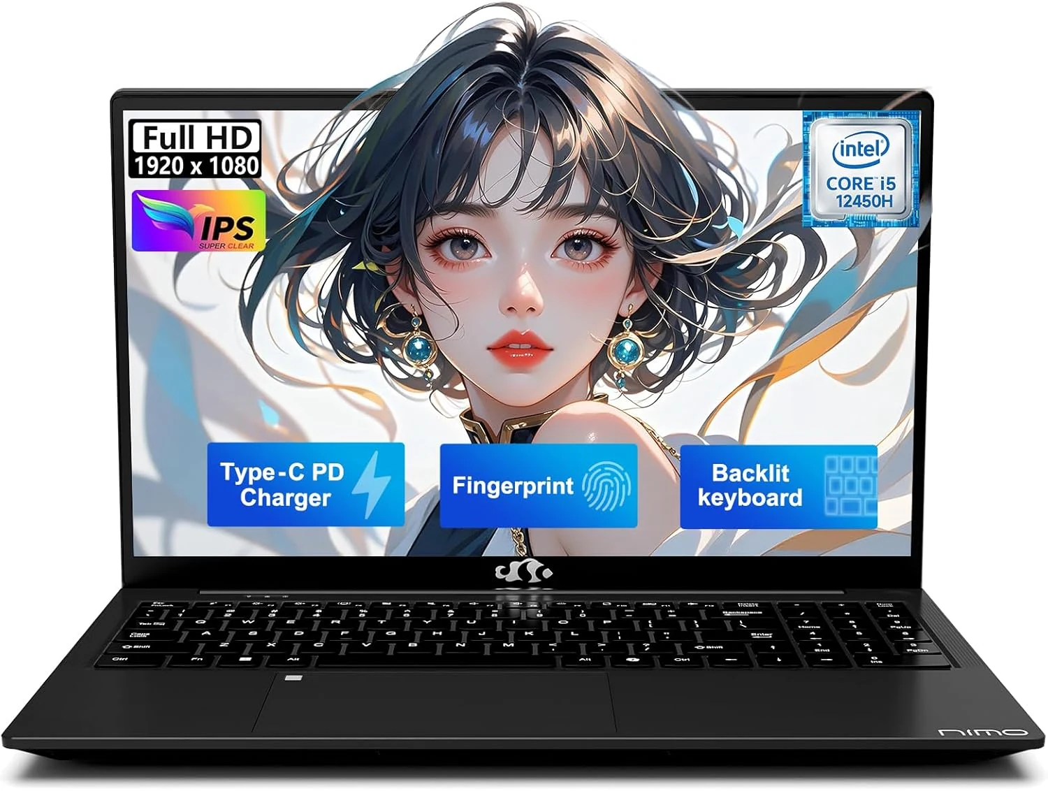 NIMO 15.6" FHD-IPS-Laptop, Intel i5-12450H 8 Cores 32GB RAM 1TB SSD