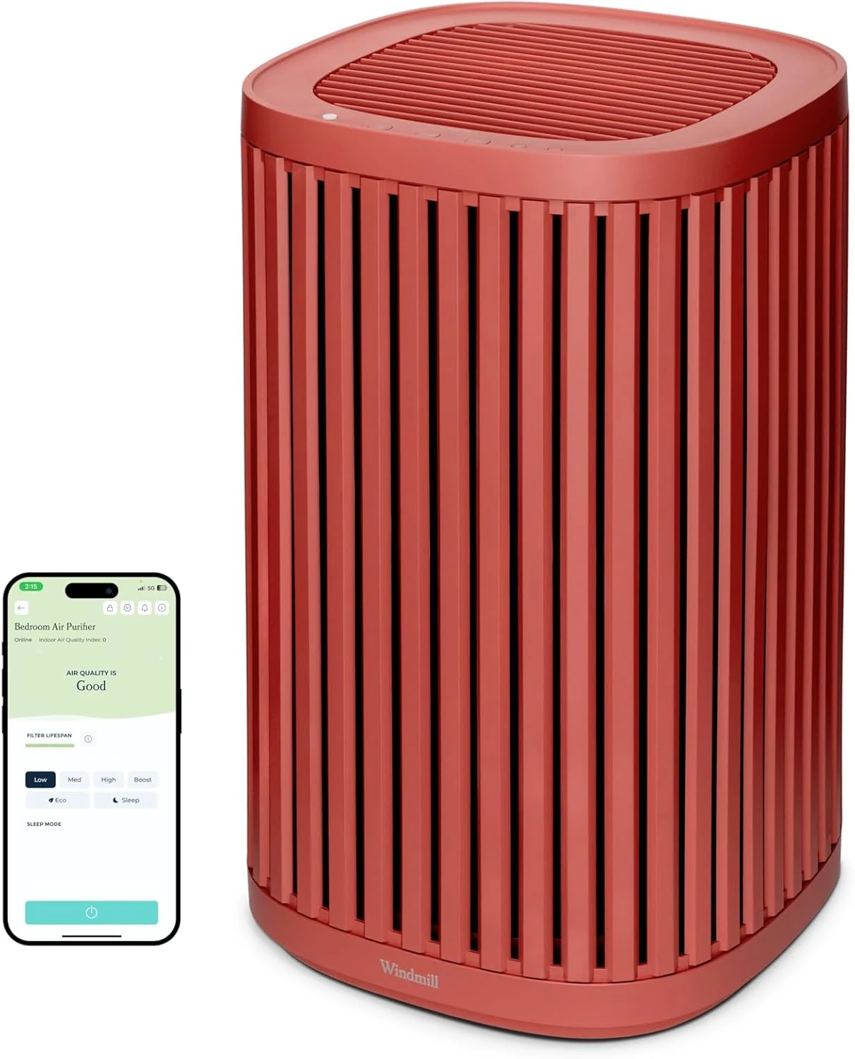 Windmill Air Purifier for Home - 3-In-1 Filtration for Dust, Smoke, & More (True HEPA + Activated Carbon, App Compatible)