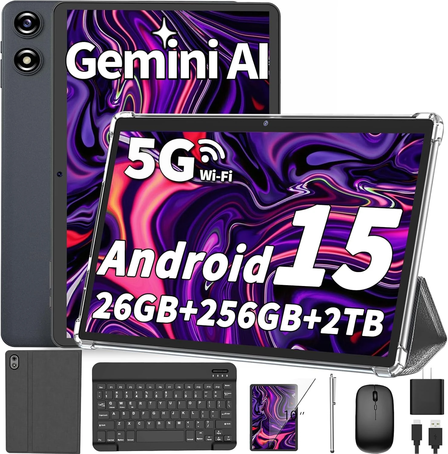 Android tablet 10 inch, 2026 Android 15 Tablet with Keyboard