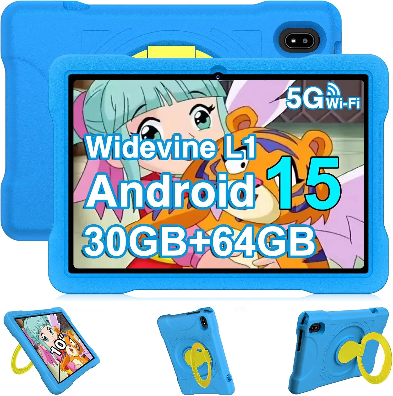 UJJ Kids Tablet 10 Inch Android 15 (30GB RAM, 64GB, Expandable up to 1TB)